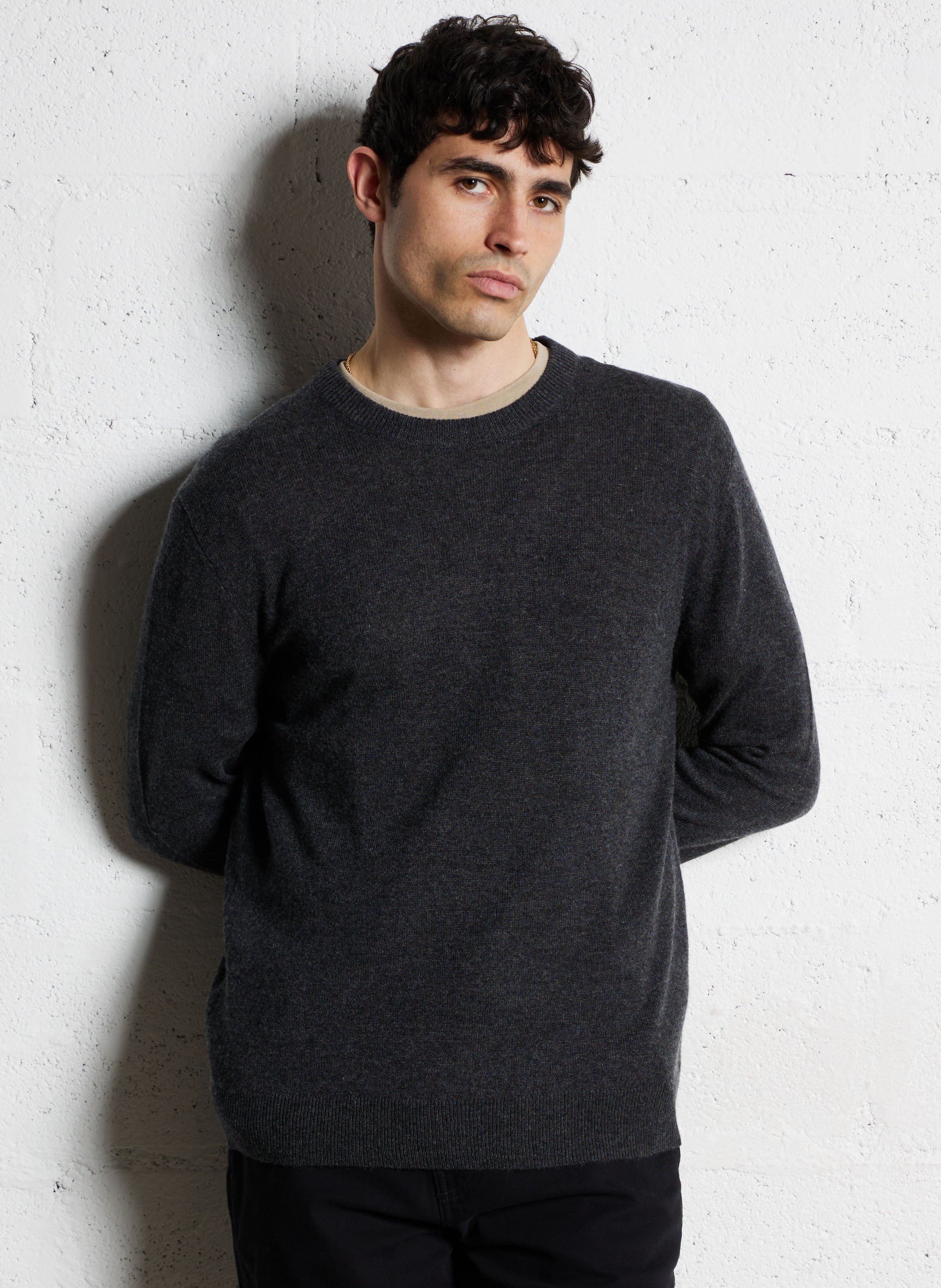 Pull col rond en cachemire regular fit AU PRINTEMPS PARIS Gris