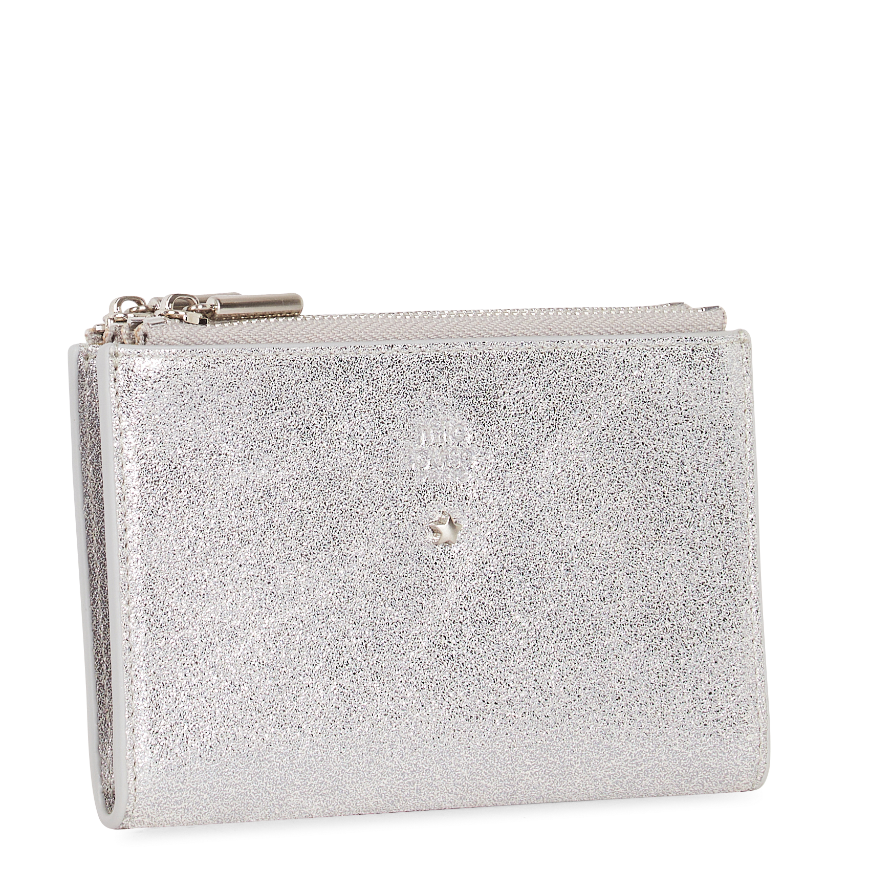 Pailletten-Brieftasche aus Leder MILA LOUISE Silber
