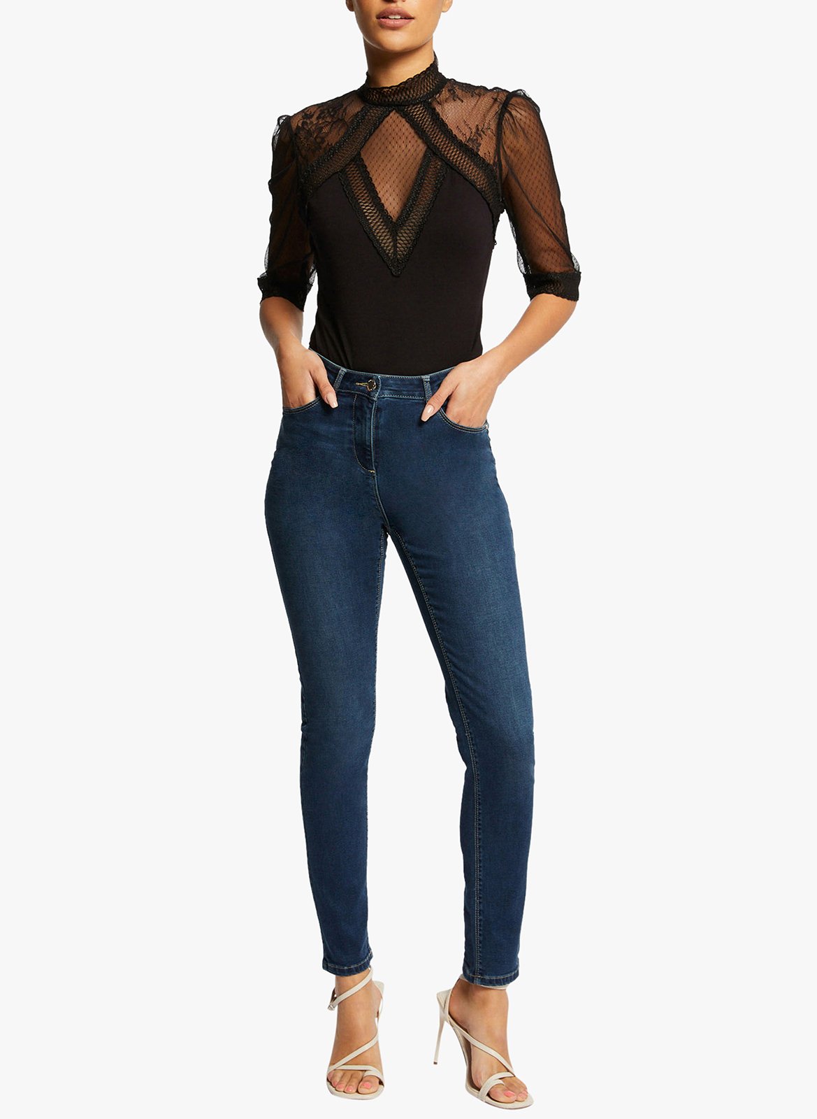 High-neck lace bodysuit MORGAN Black