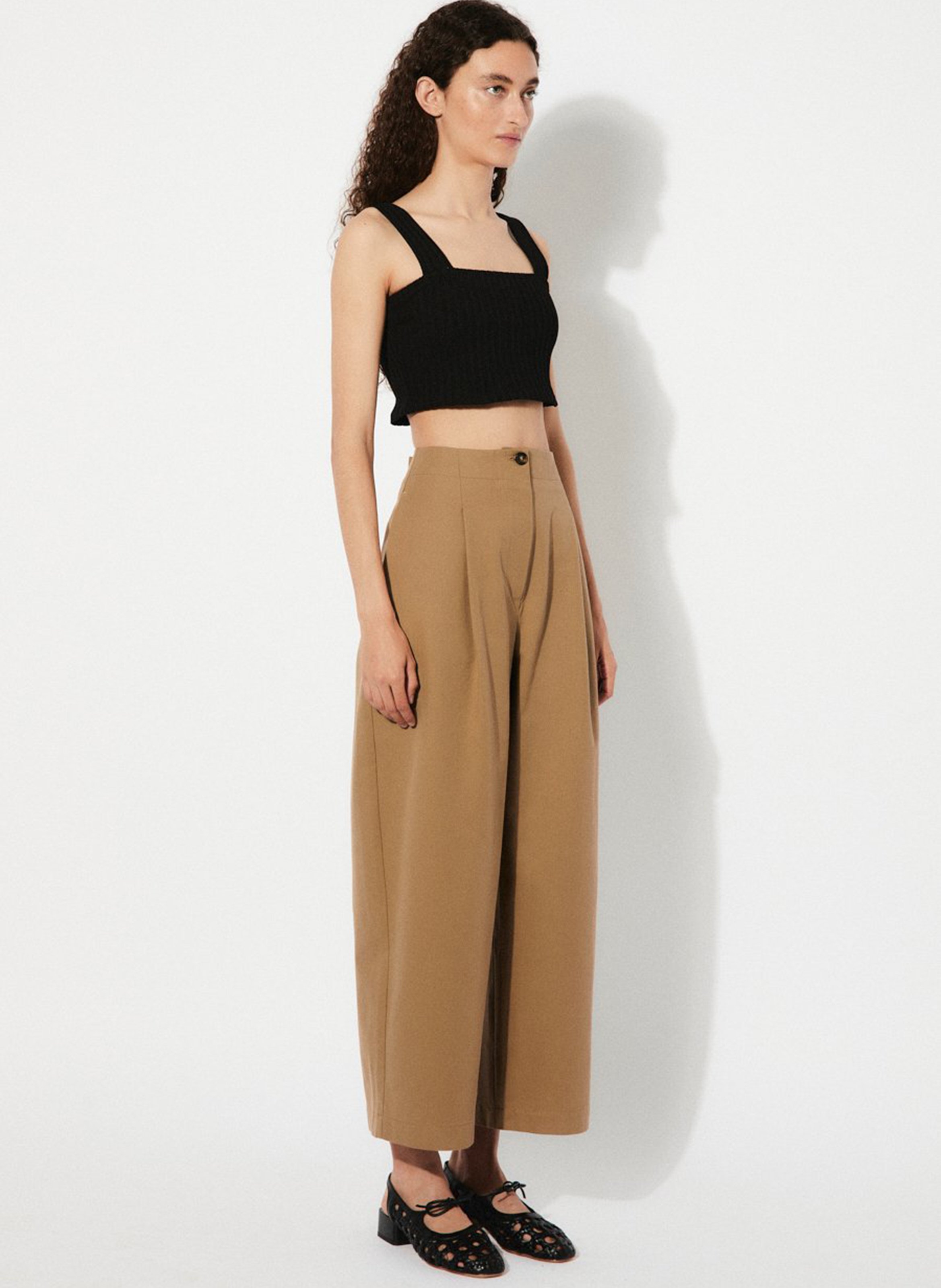 Pantalon large en coton RITA ROW Marron