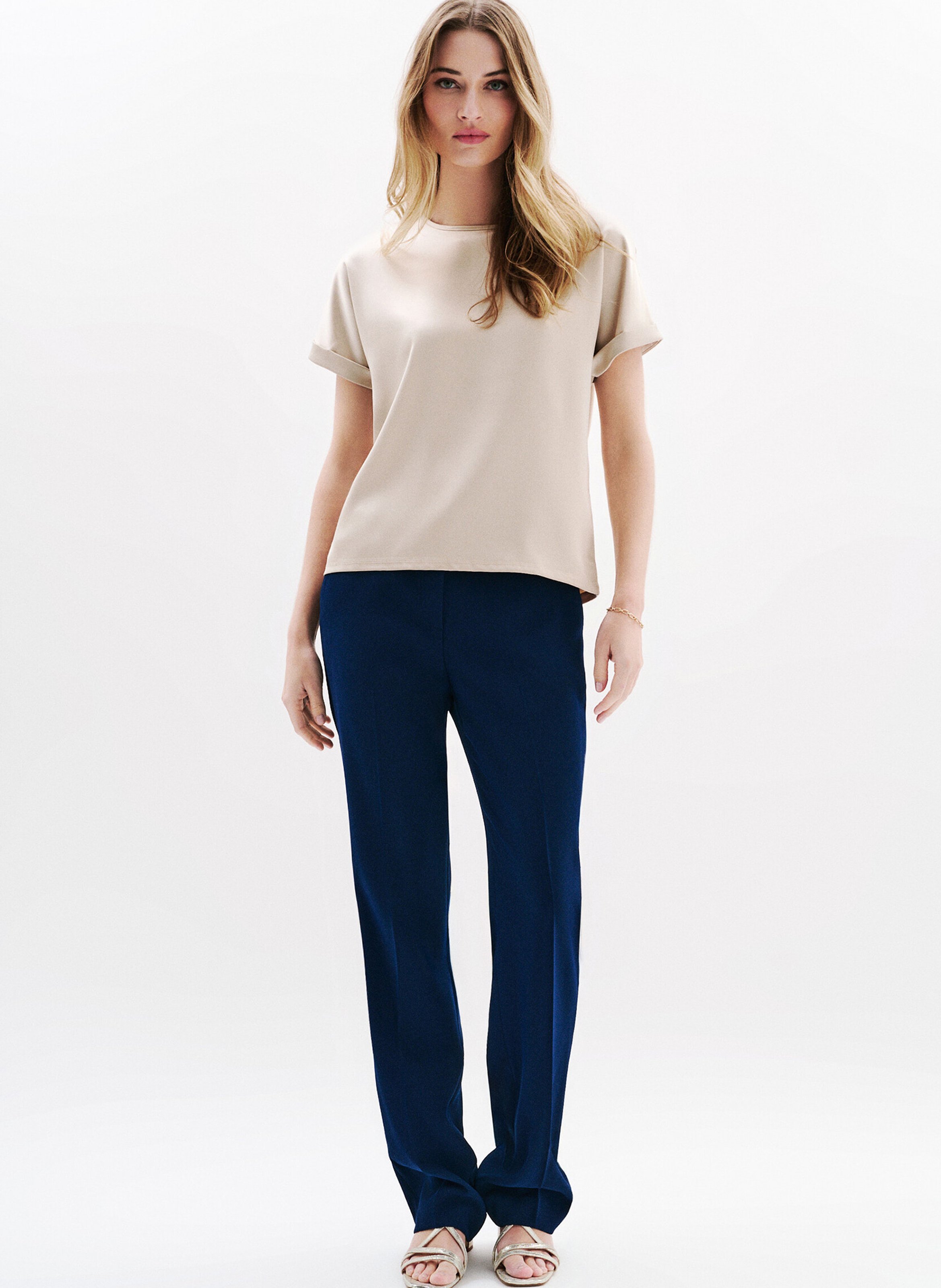 Tee-shirt fluide en satin CAROLL Beige