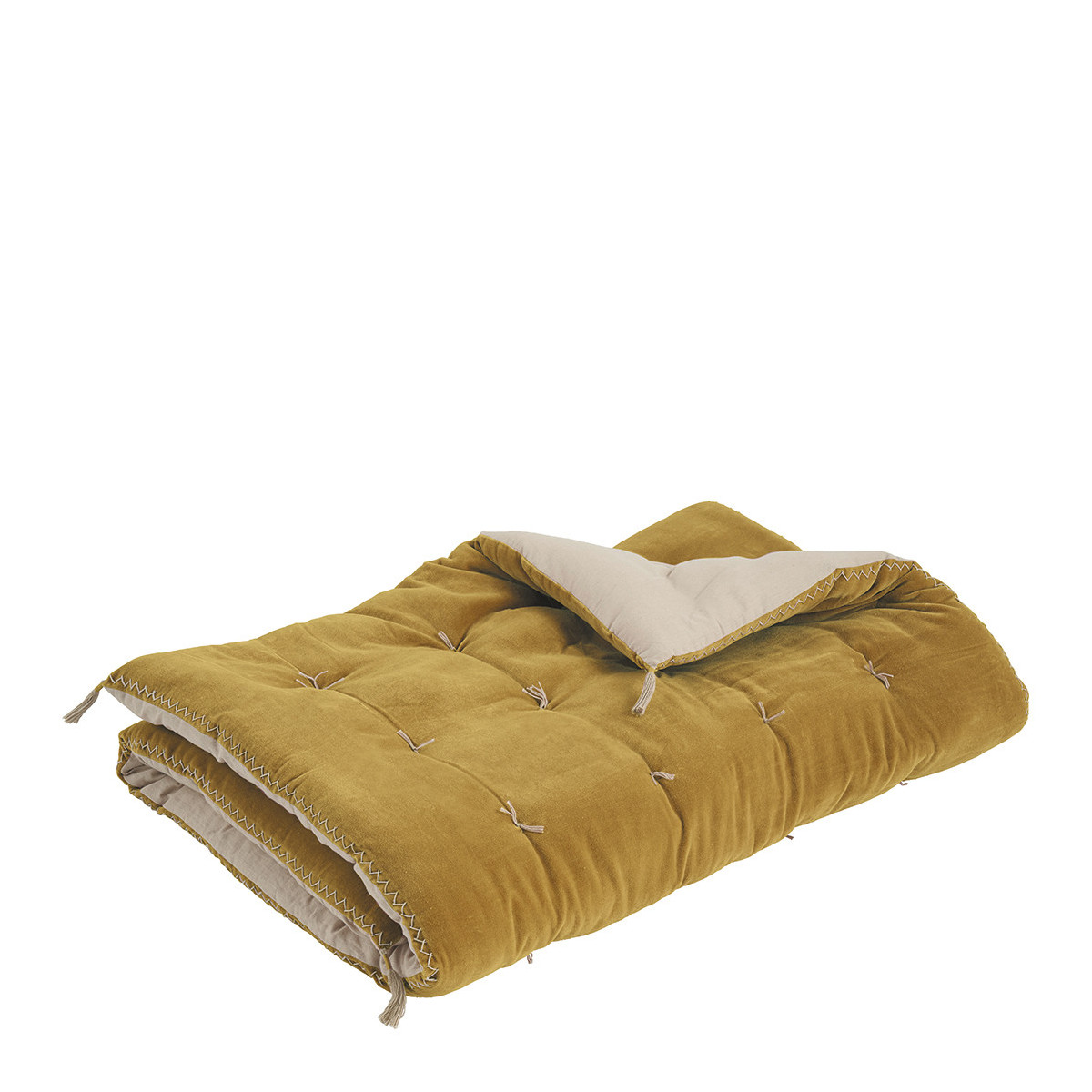 Futon safran en velours de coton BLANC D'IVOIRE Jaune