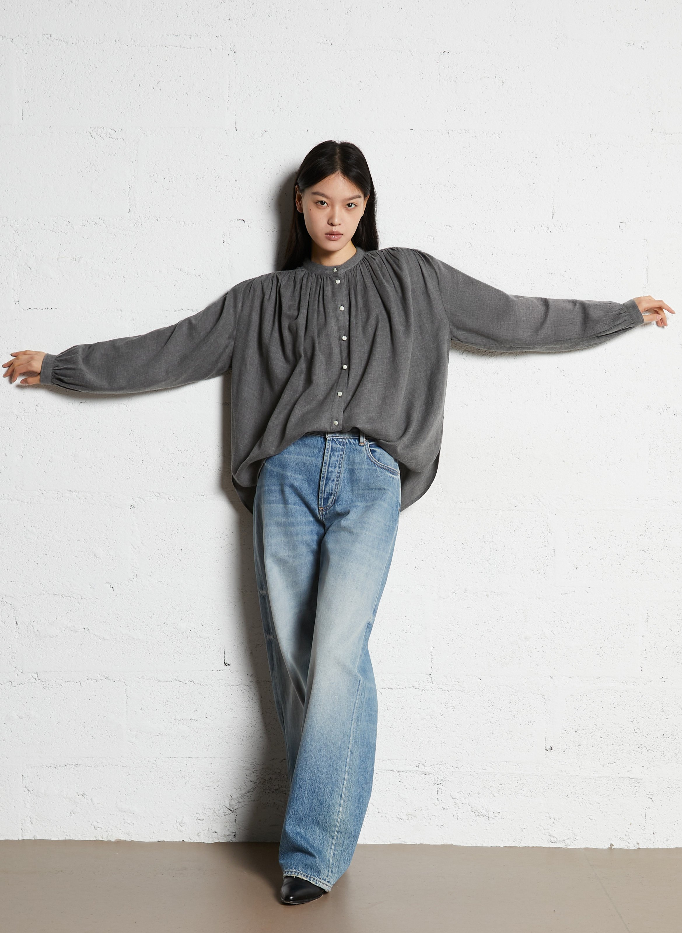 Kurzes Baumwollkleid mit Rundhalsausschnitt LAURENCE BRAS Grau