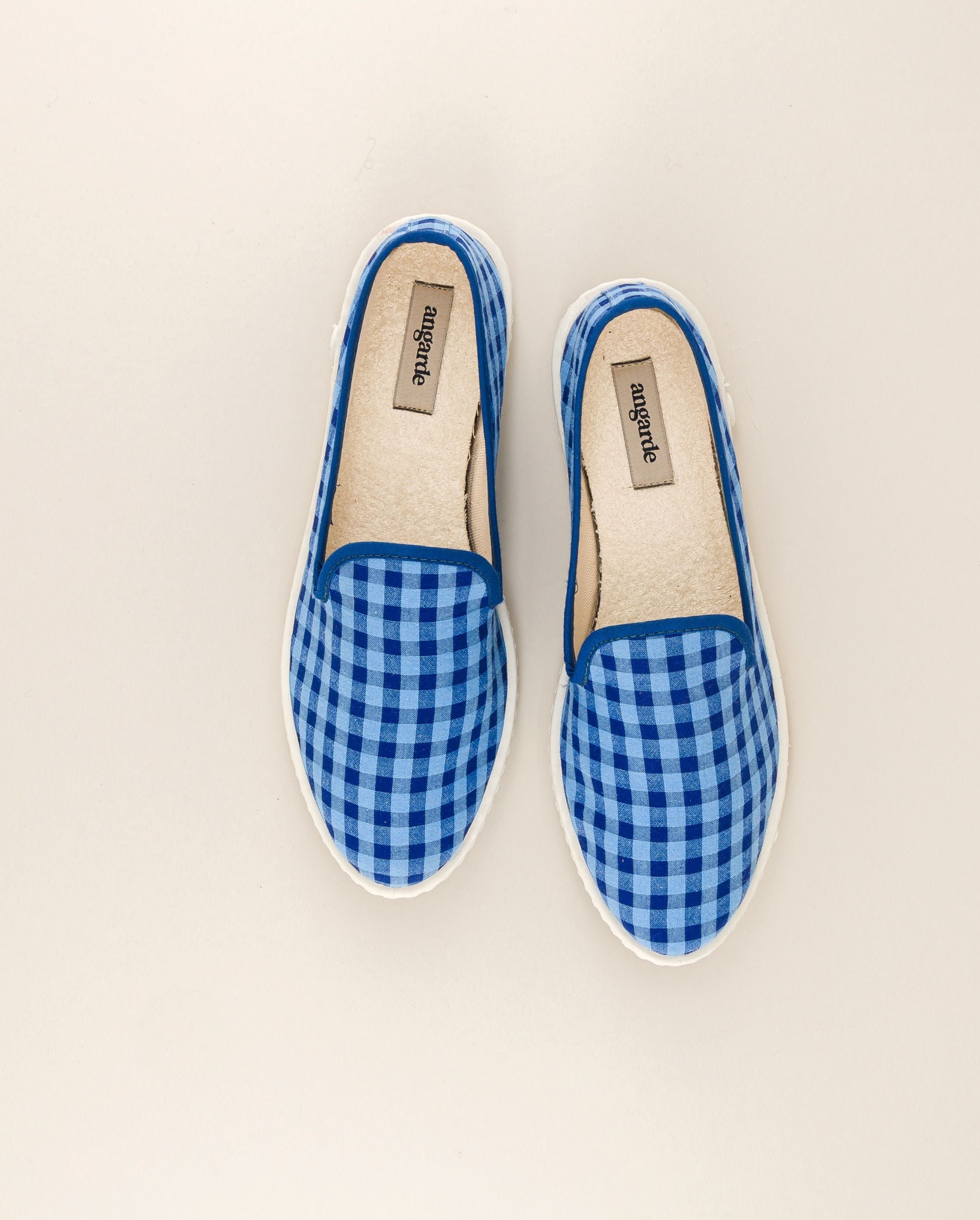 Women's gingham slippers, ocean blue ANGARDE Blue