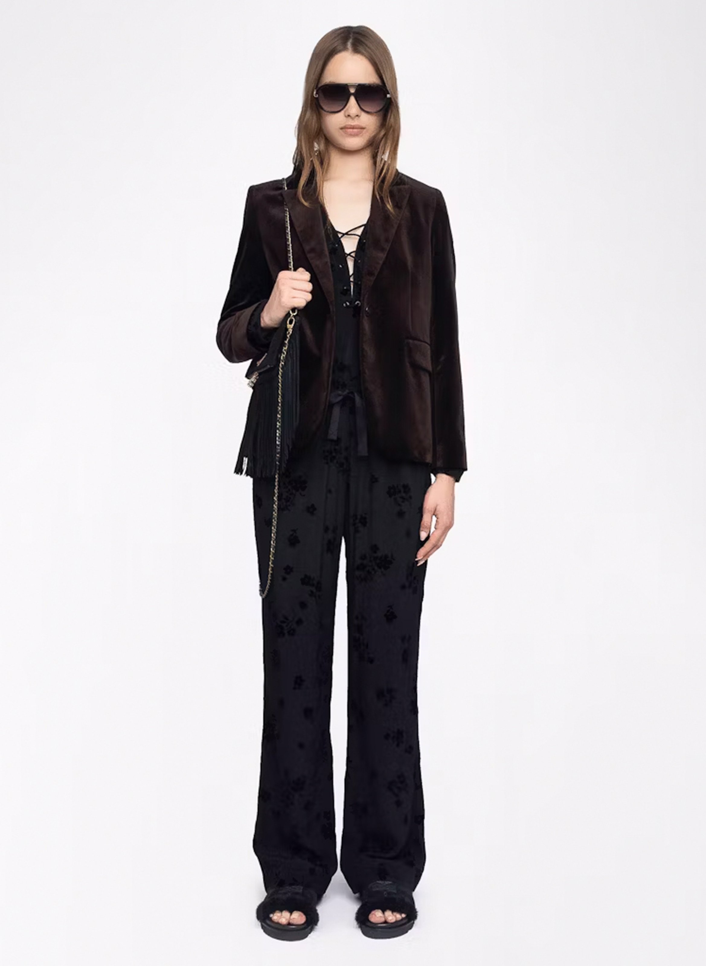 Pantalon jacquard droit fluide ZADIG&VOLTAIRE Noir