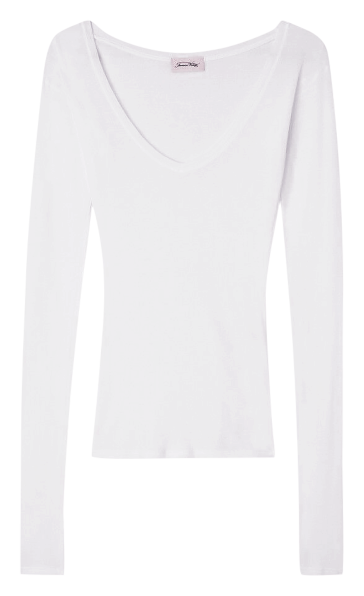 Tailliertes V-Ausschnitt T-Shirt aus Baumwolle Weiss