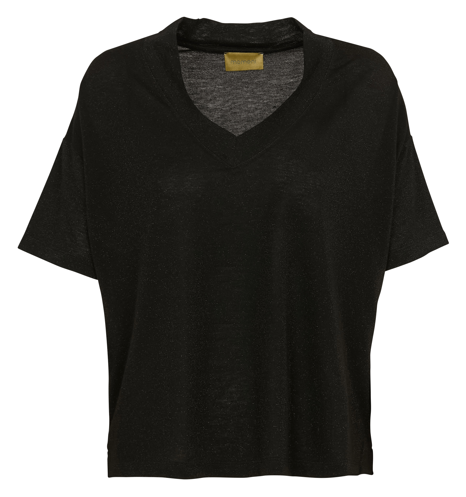 Glitter V-neck T-shirt MOMONI Black