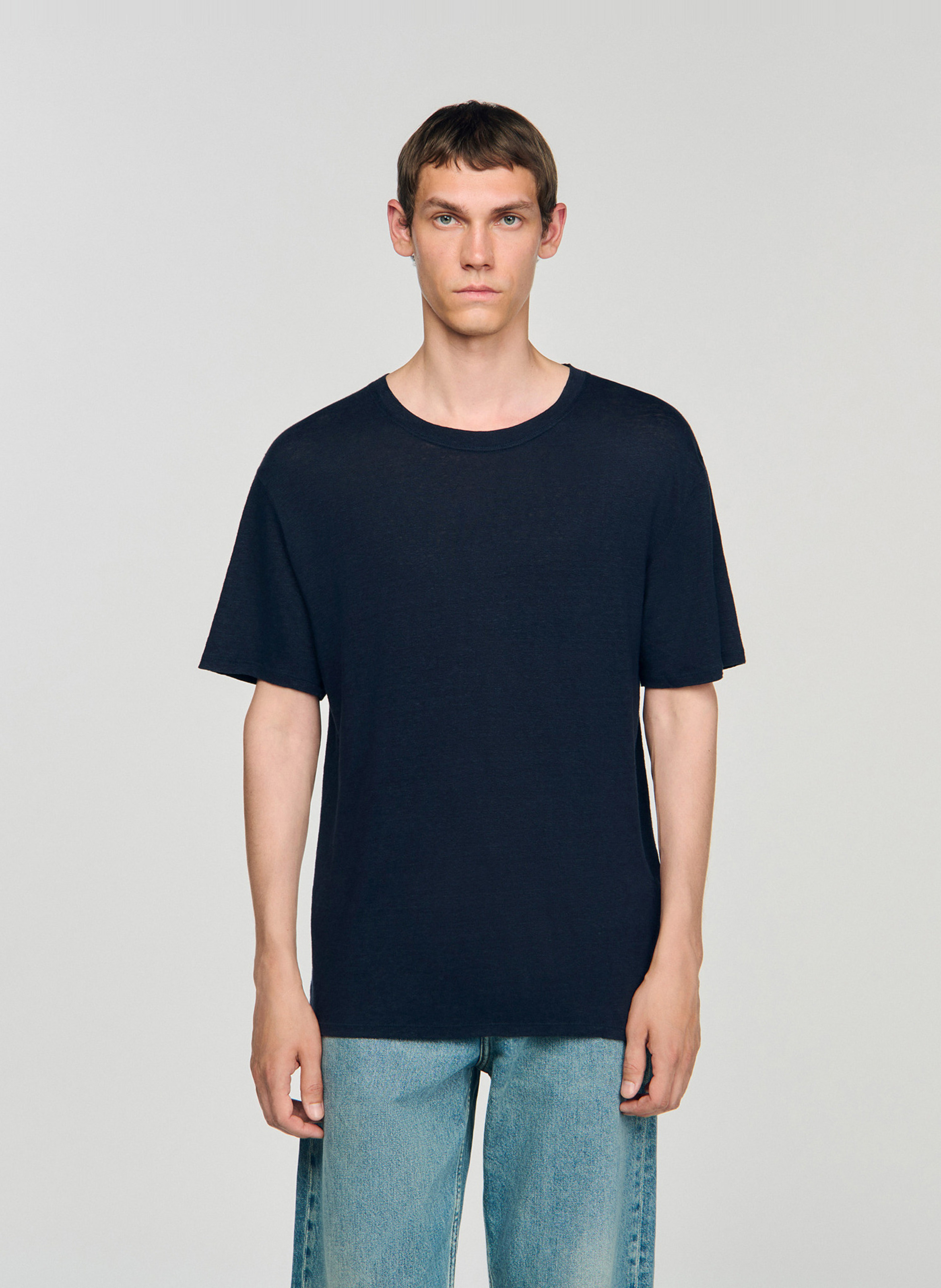 Regular-fit, linnen T-shirt met ronde hals SANDRO