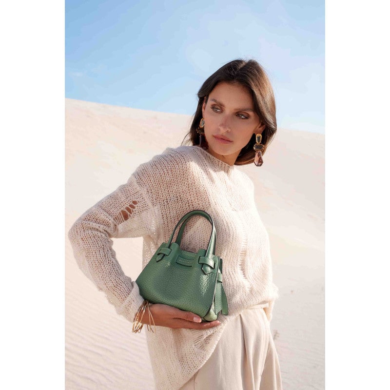 Handbag - cowhide leather POURCHET Beige