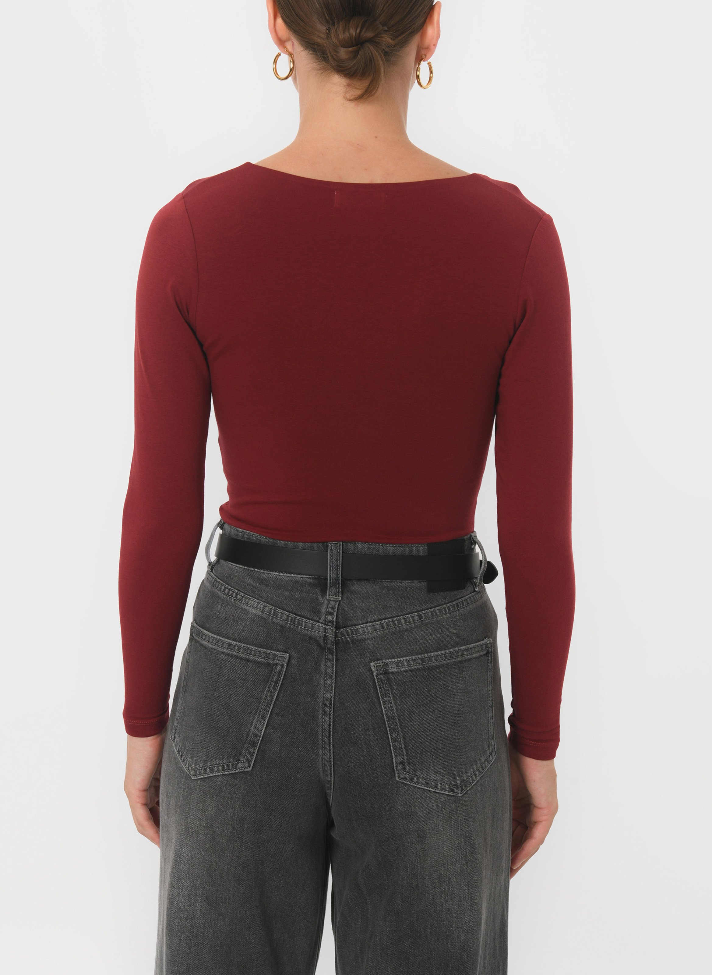 Tee-shirt moulant col rond en coton mélangé KOOKAI Rouge