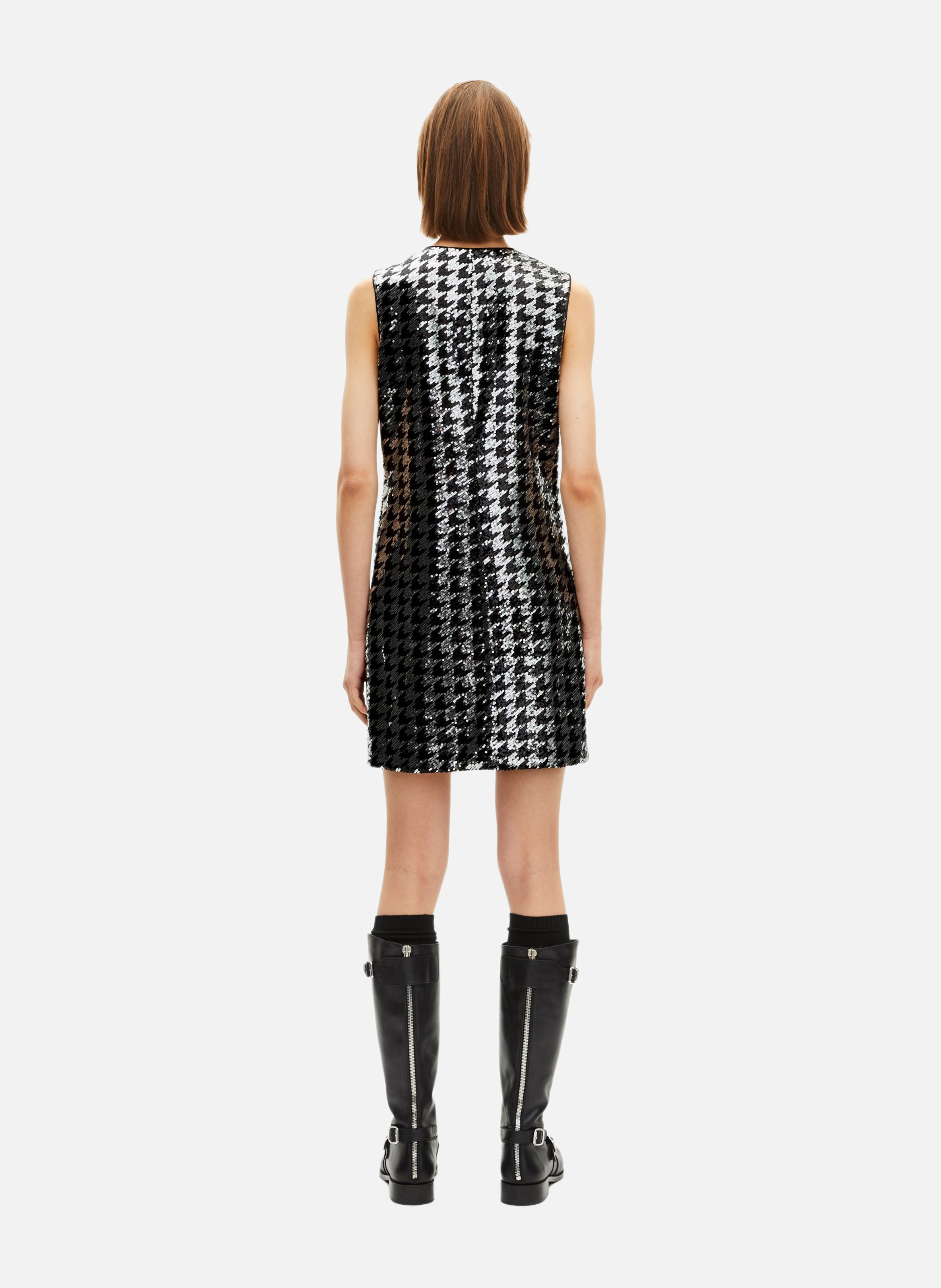 Short houndstooth dress with sequins THE KOOPLES Black