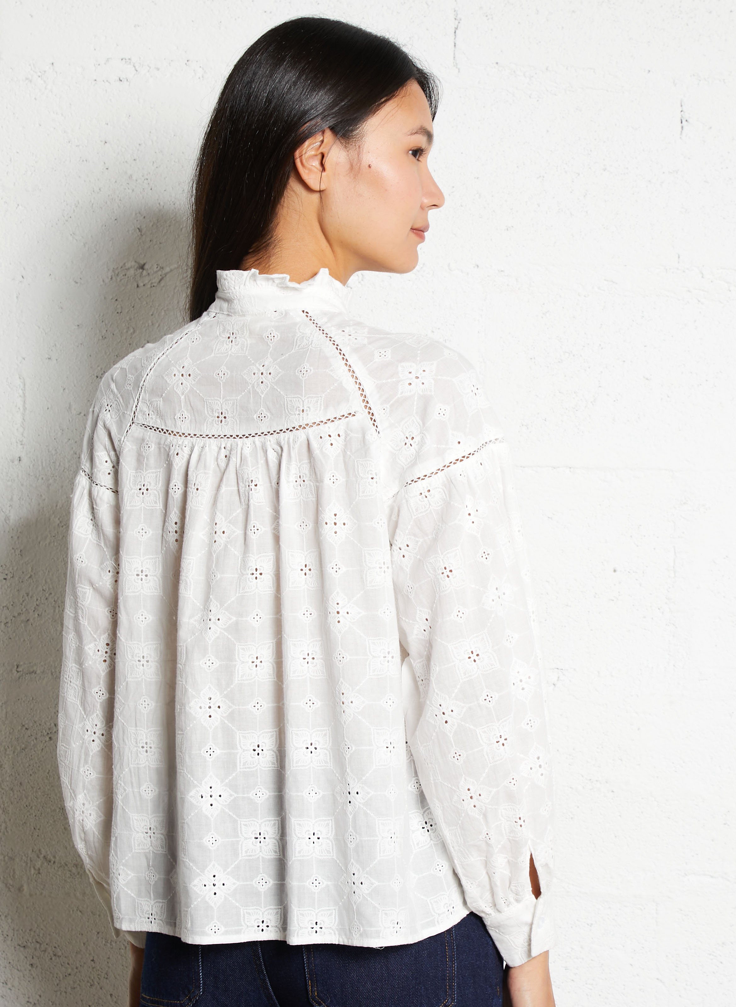 Alexandra - Plumetis-Bluse THE KORNER Weiss