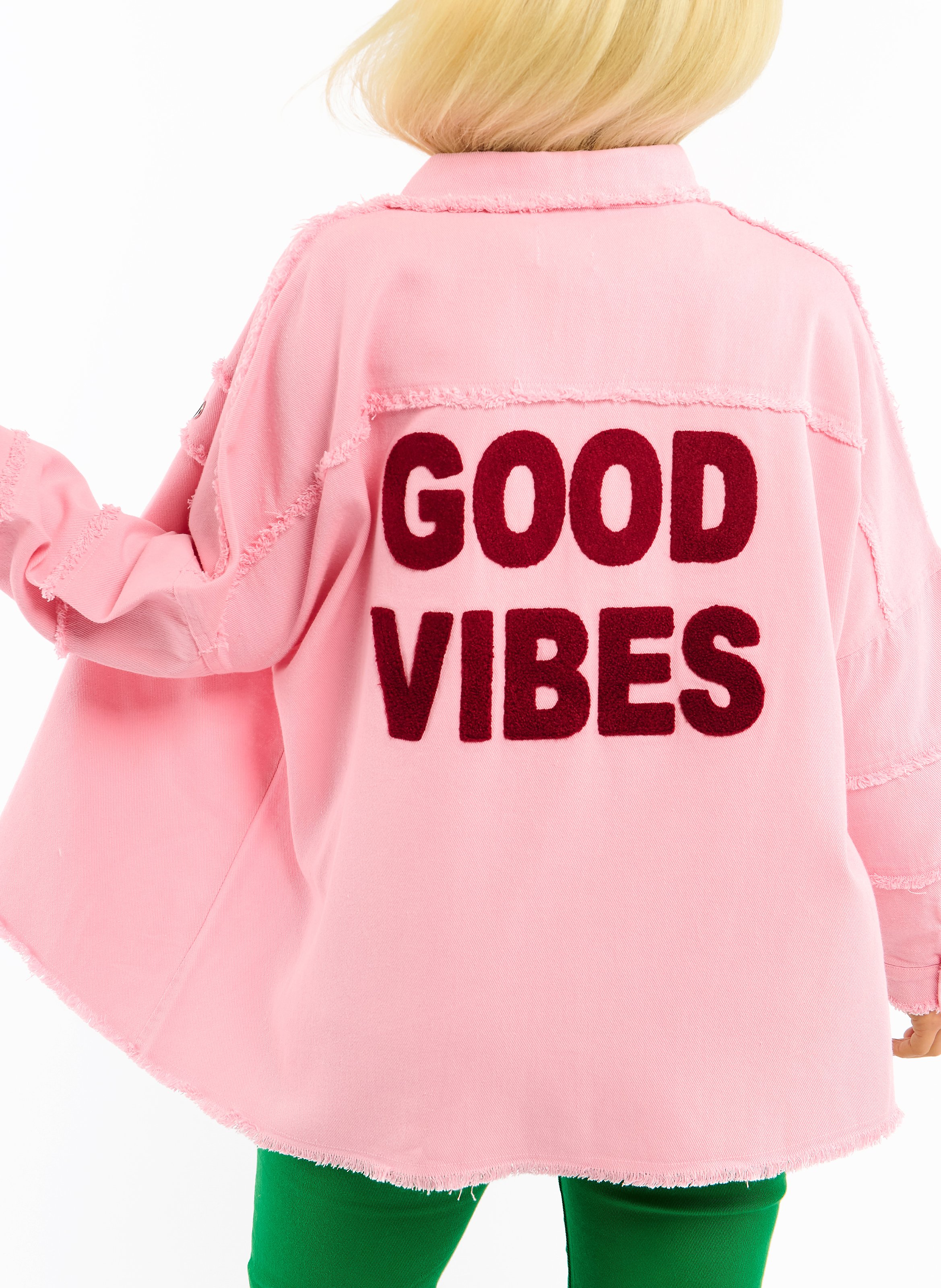 Straight cotton jacket with classic collar WILD Pink