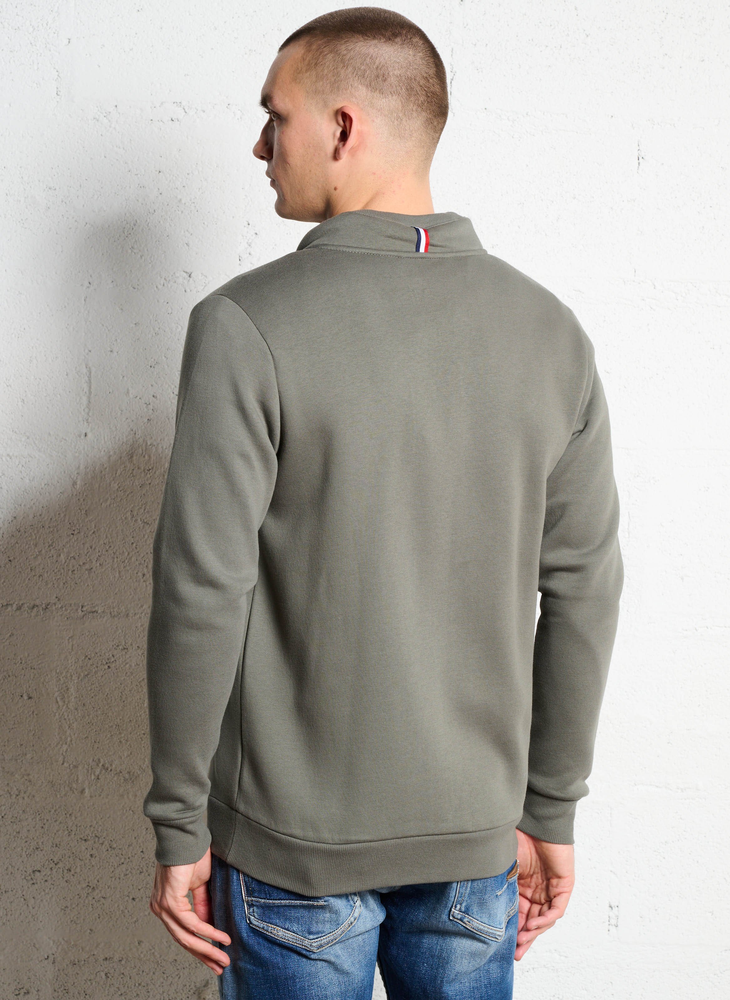 Cotton-blend sweater with zip-up neck LE TEMPS DES CERISES Green