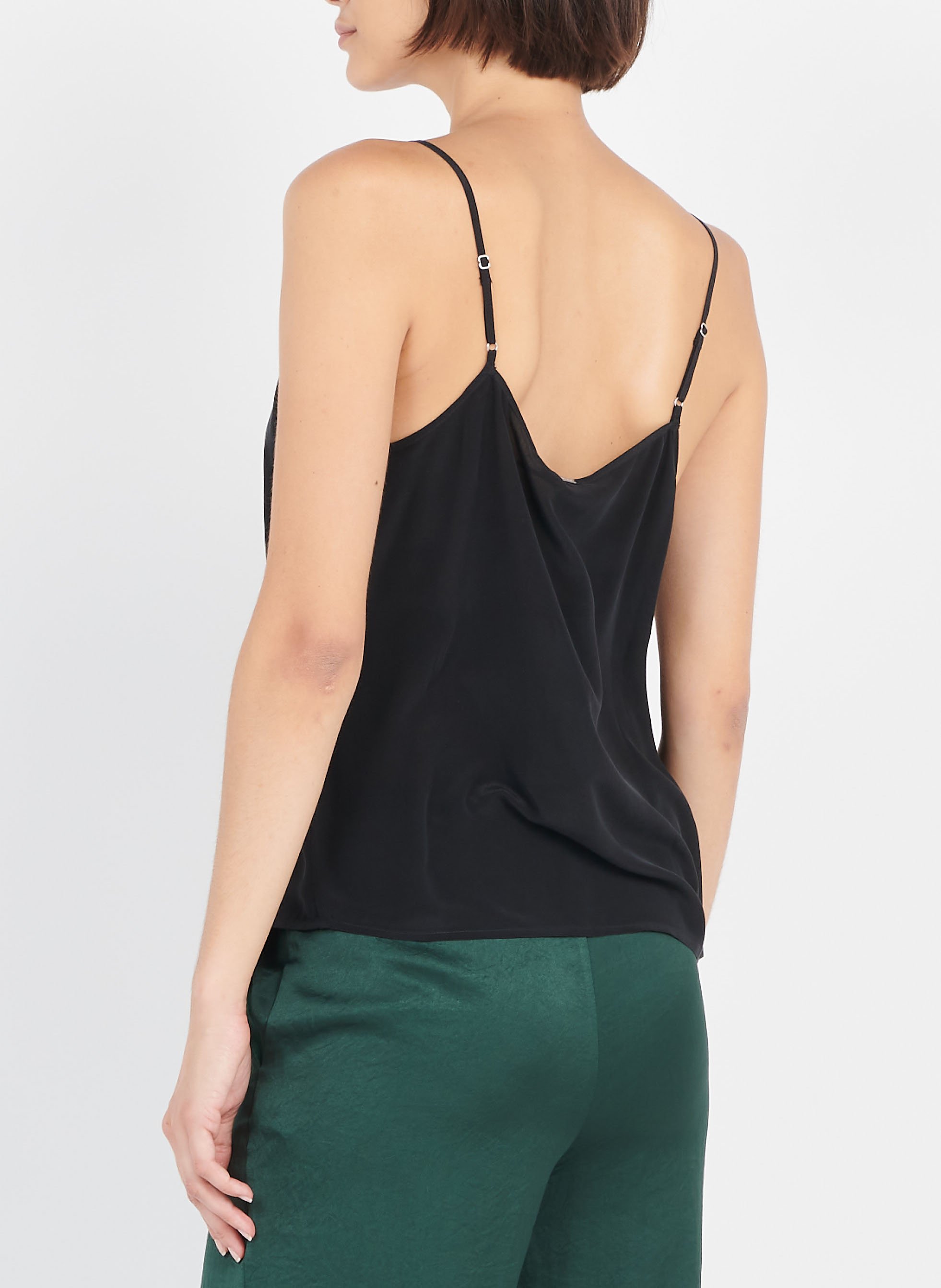 Strappy silk V-neck camisole IKKS Black