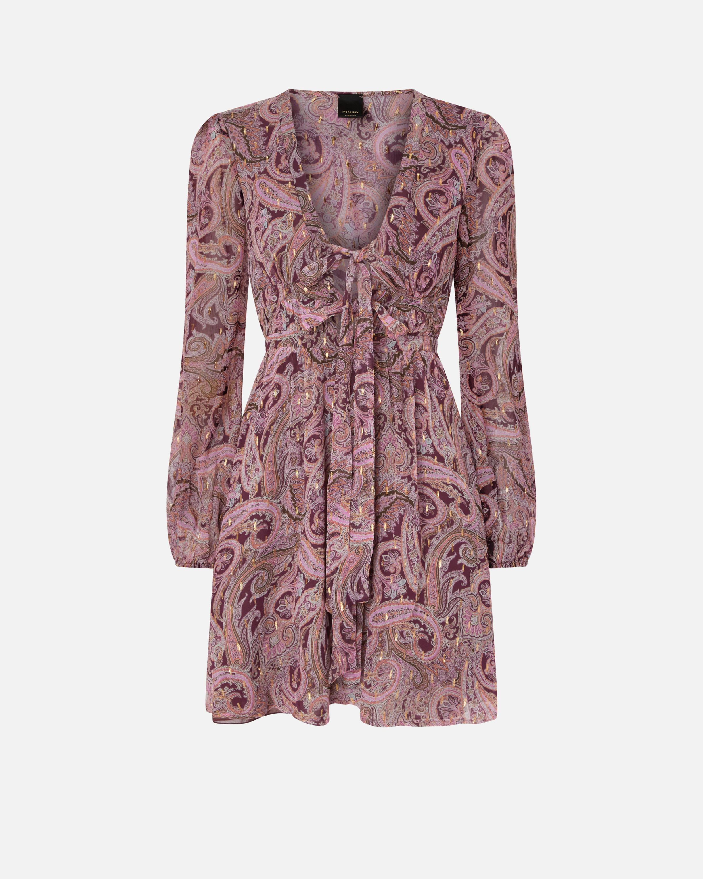 Short dress with metallic cashmere print PINKO Pink