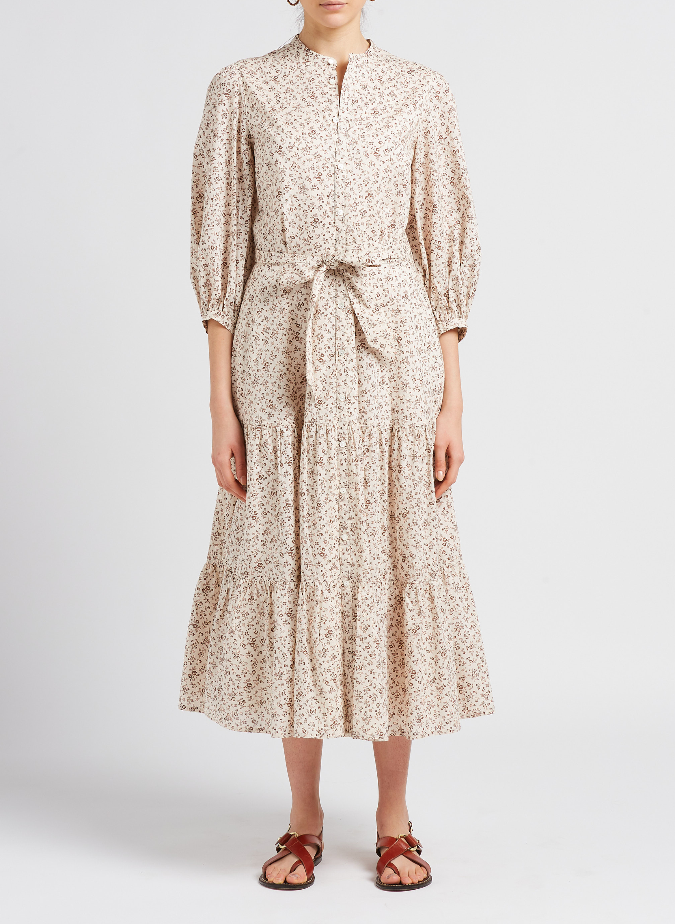 Robe longue imprimé floral en coton  POLO RALPH LAUREN Beige