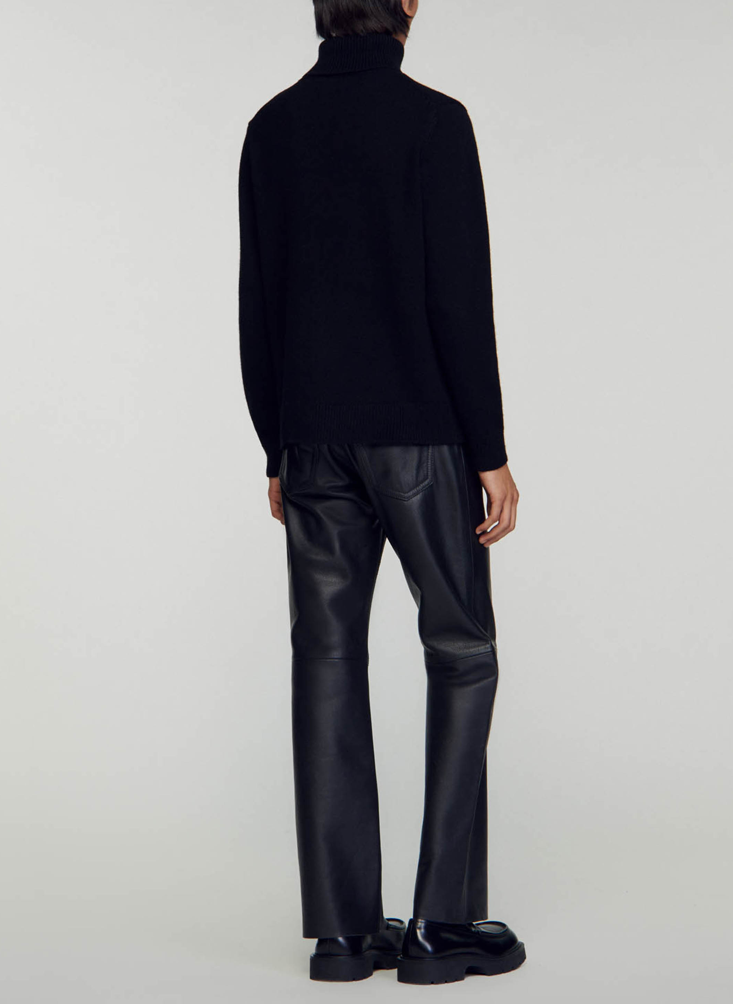 Pull droit col roulé en laine mélangée SANDRO Noir