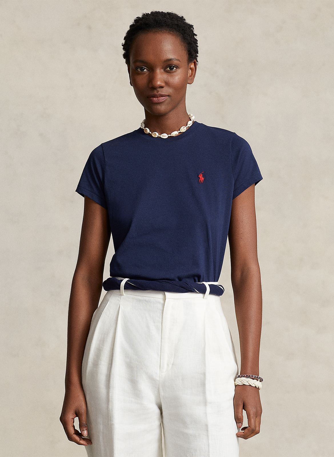 Katoenen T-shirt met ronde hals POLO RALPH LAUREN Blauw