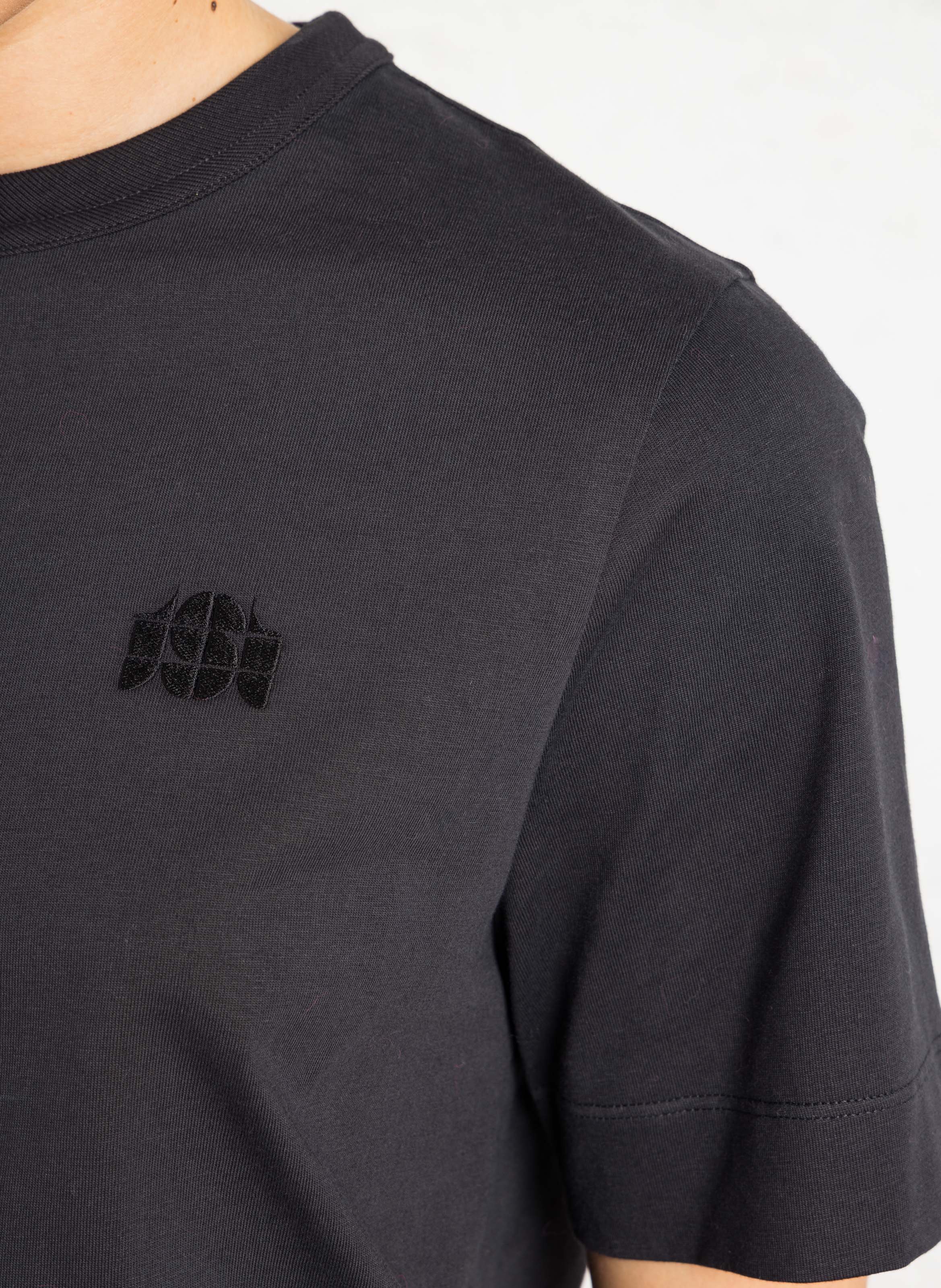 Tee-shirt col rond brodé en coton bio SOEUR Bleu