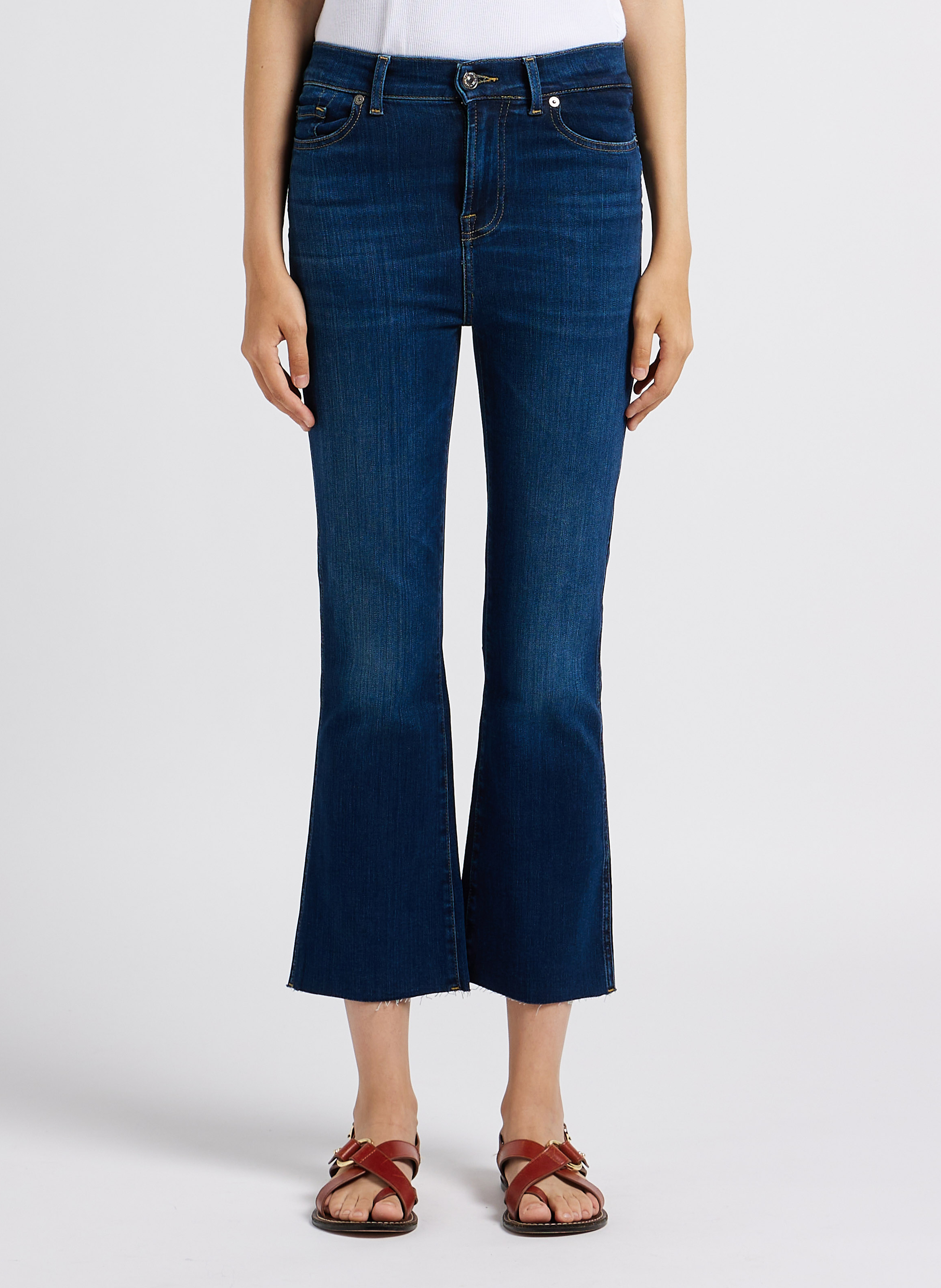 Jean droit en coton mélangé  7 FOR ALL MANKIND Bleu