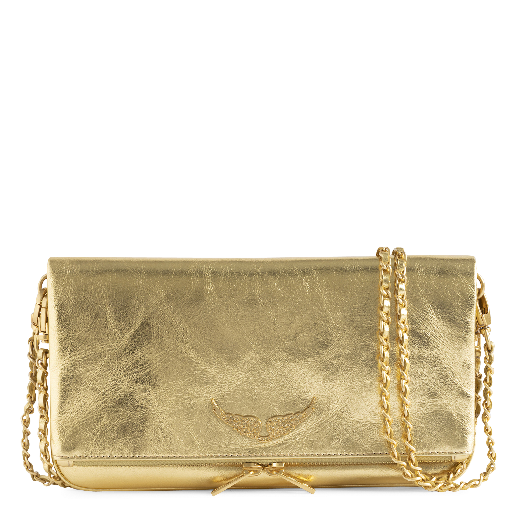 Metallic leather clutch ZADIG&VOLTAIRE Yellow