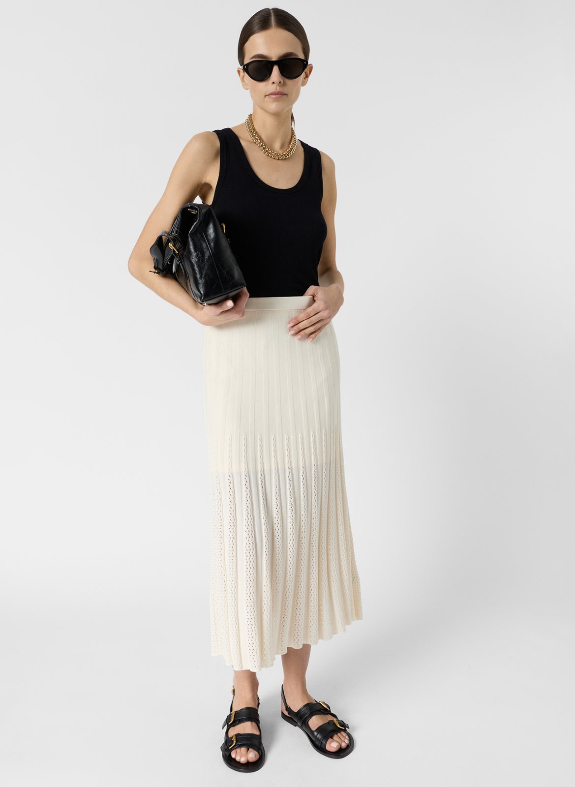 Jupe droite en coton mélangé GERARD DAREL Beige