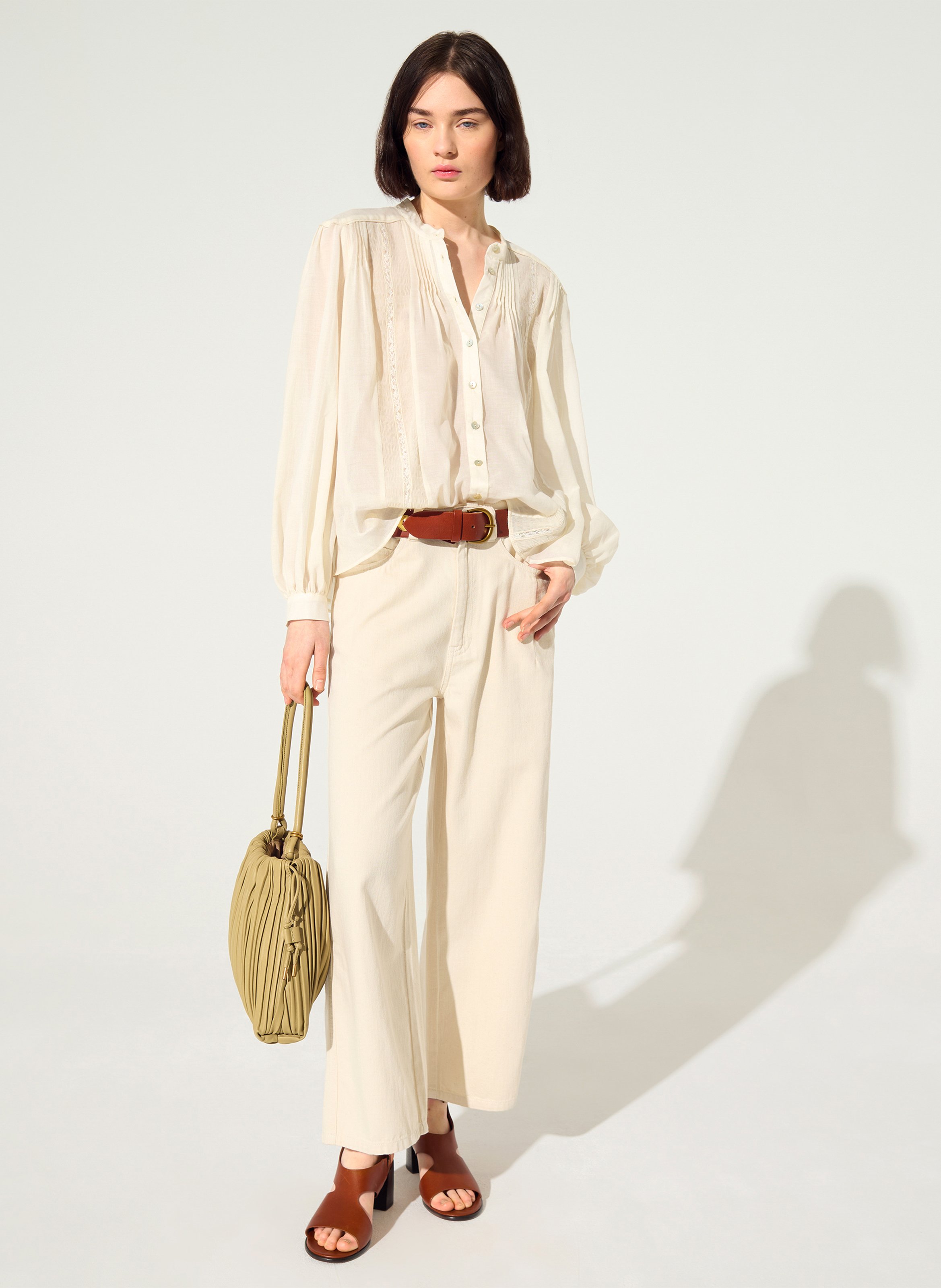 Round-neck cotton blouse COTELAC White