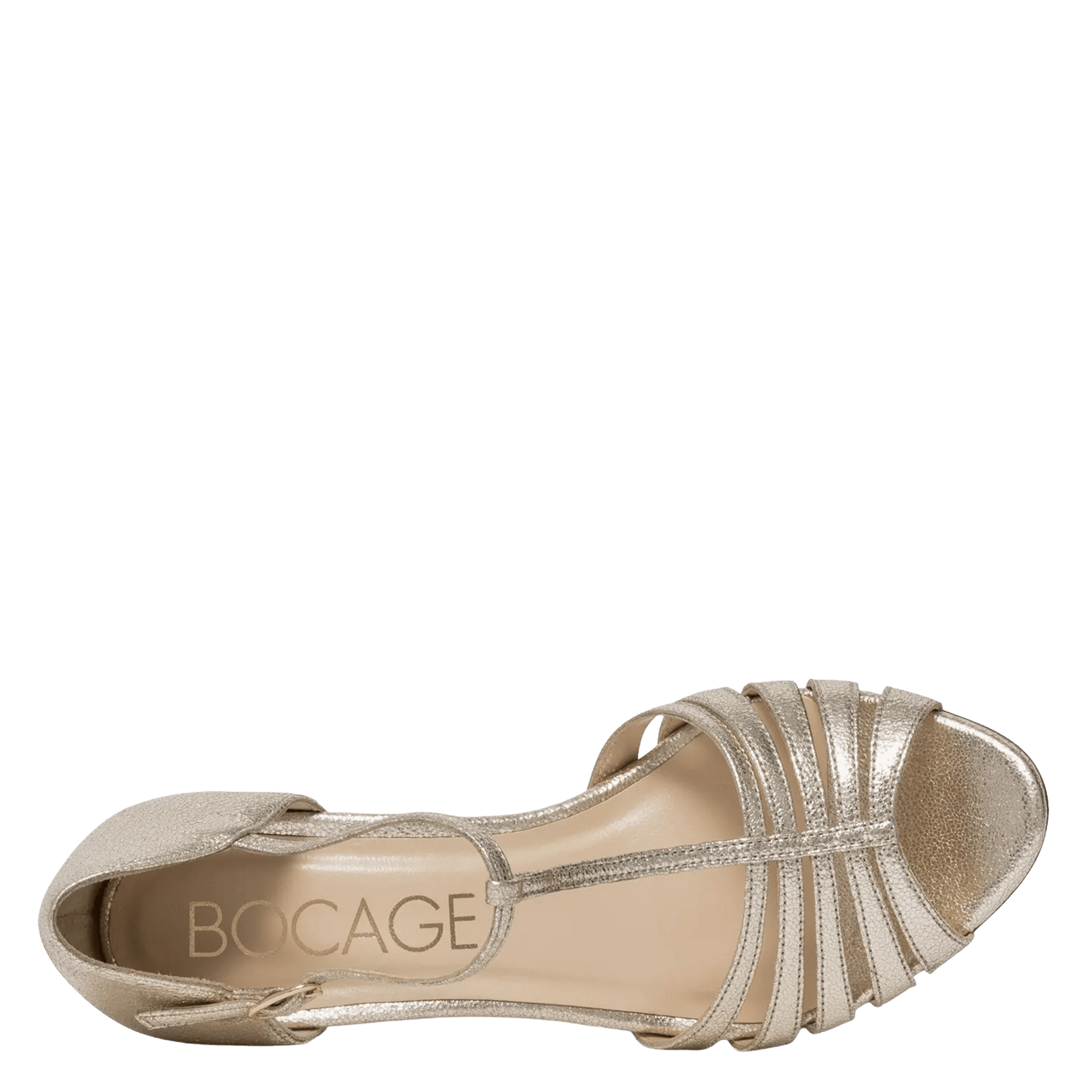 Sandales à talon en cuir métallisé BOCAGE Doré