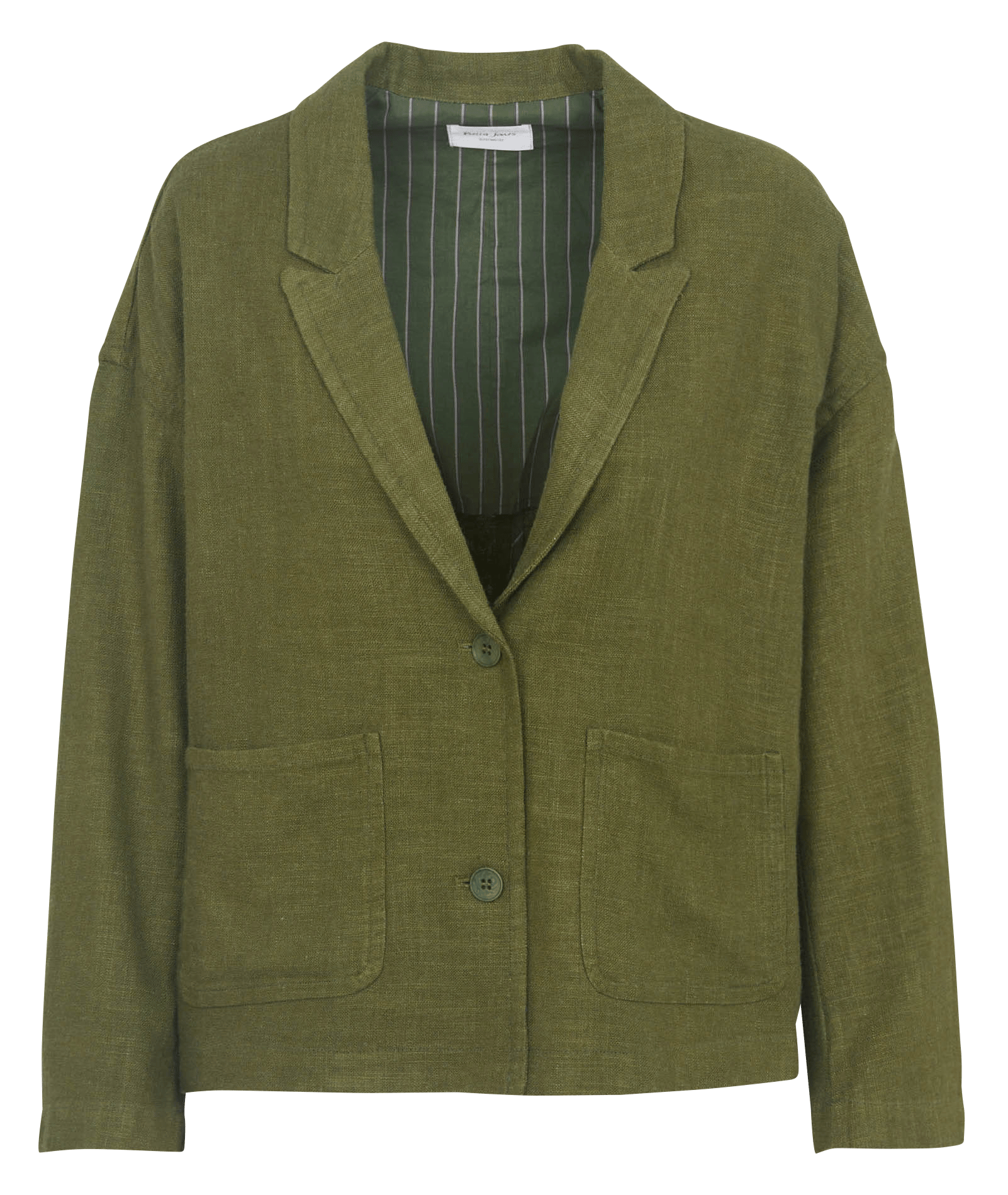 Weite Jacke mit Reverskragen aus Leinen und Baumwolle BELLA JONES Khaki