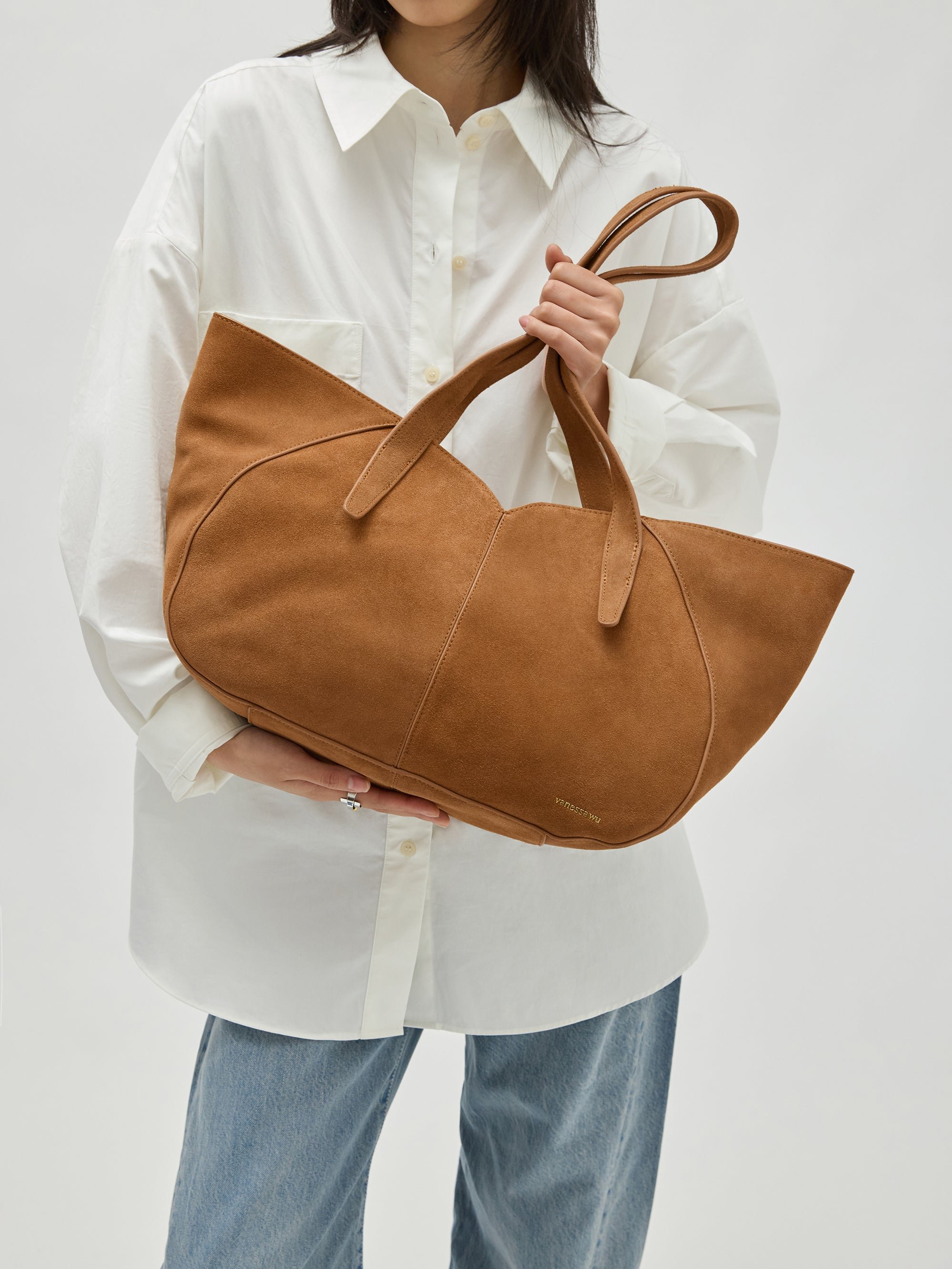 Oversized tote bag with handles and shoulder strap VANESSA WU Brown