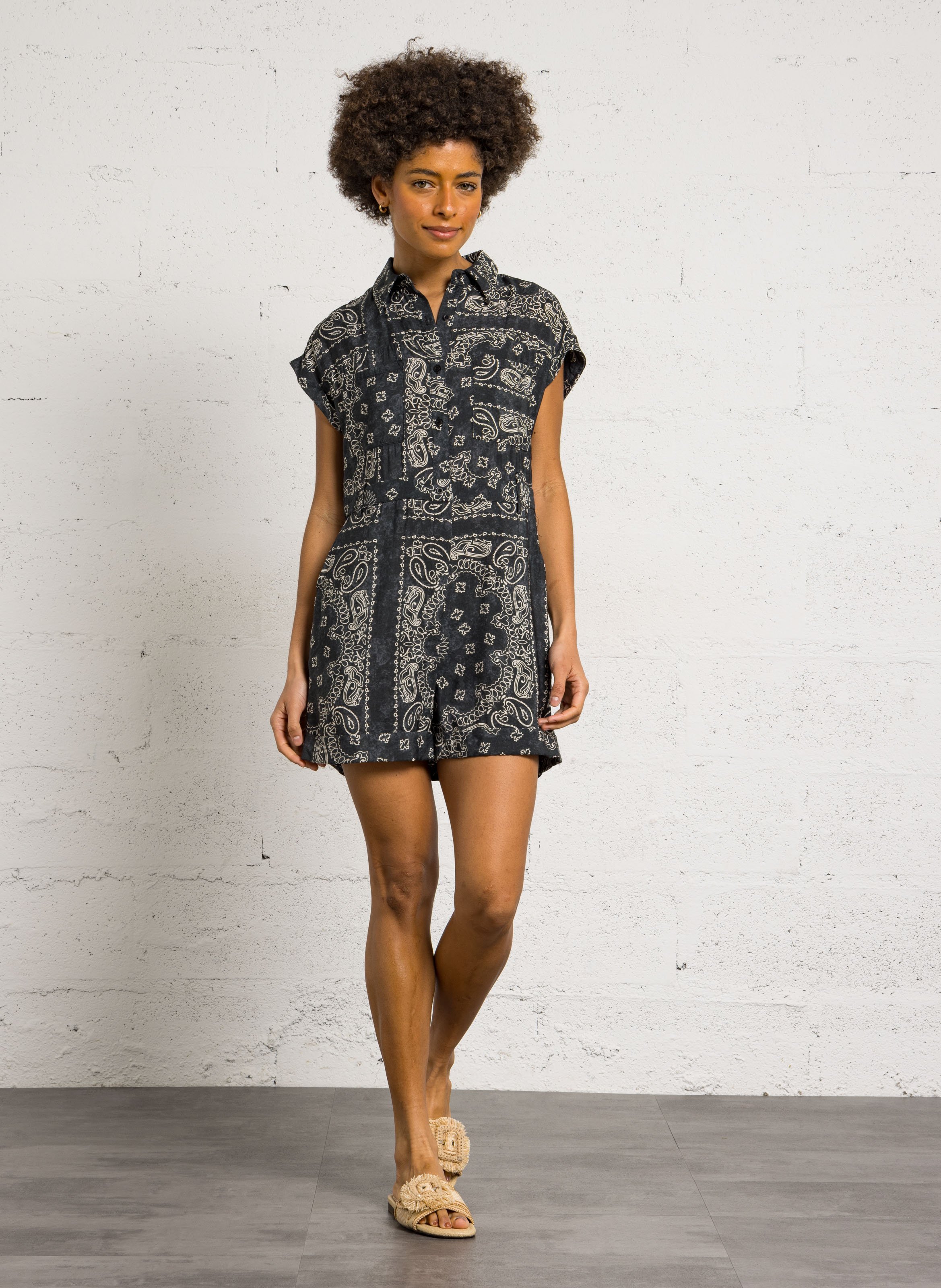 Combi-short imprimé SEE U SOON Noir