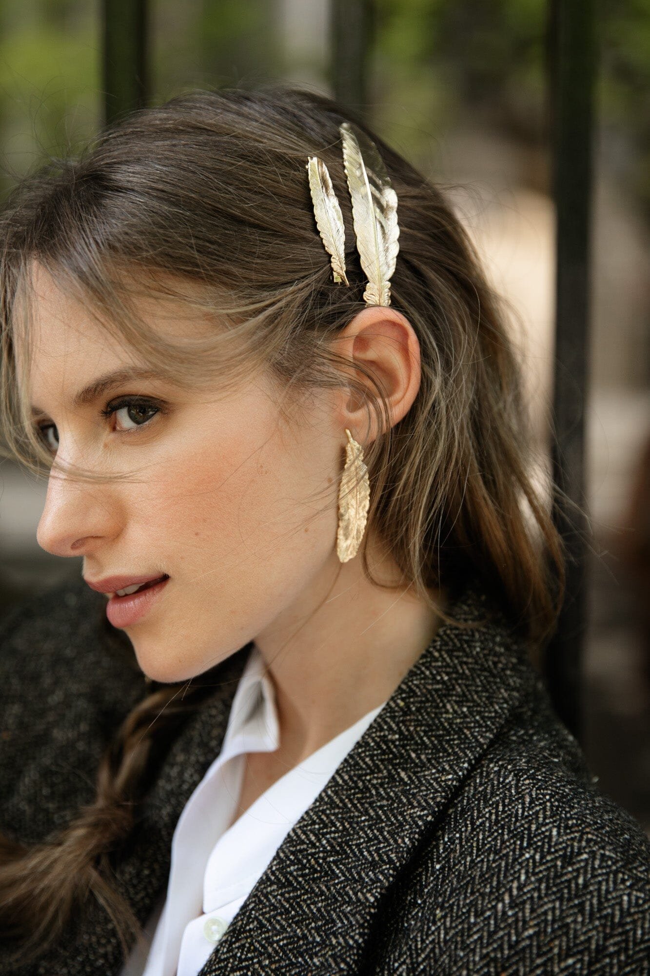 Maxi gold-plated feather hair clip MONSIEUR SIMONE Silver