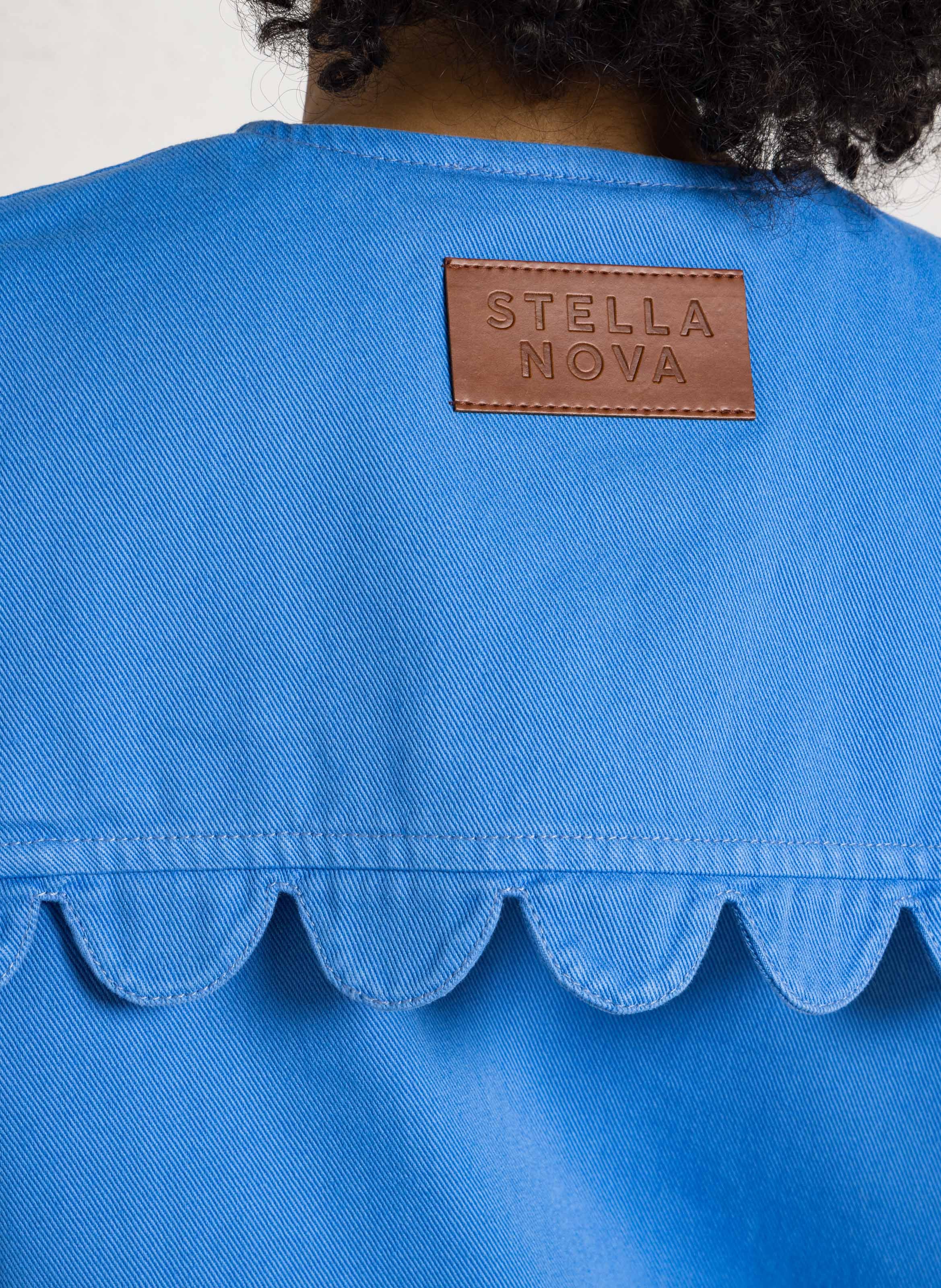Veste en jean col rond en coton bio STELLA NOVA Bleu