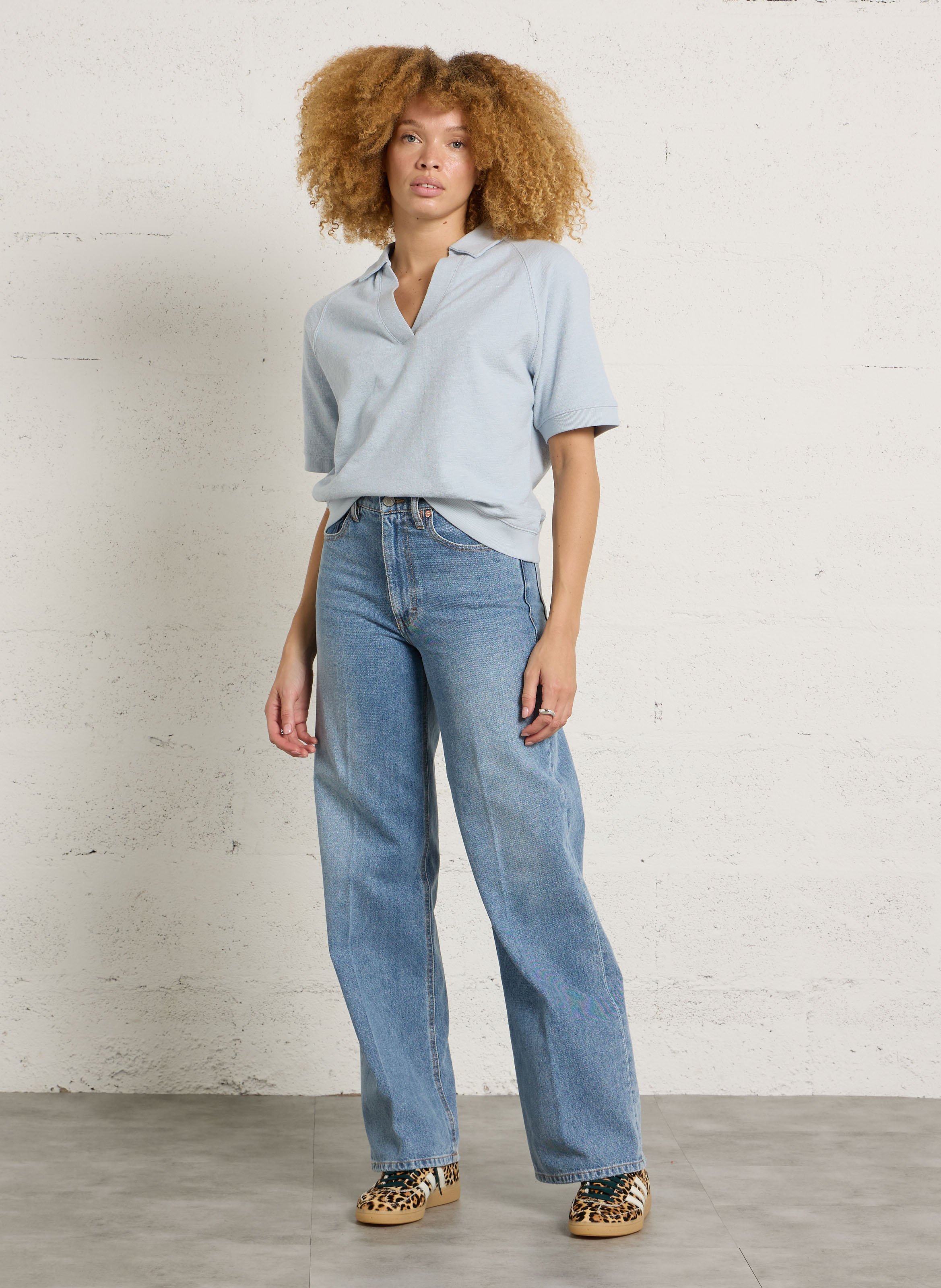 Baskets van leer met print ADIDAS Beige