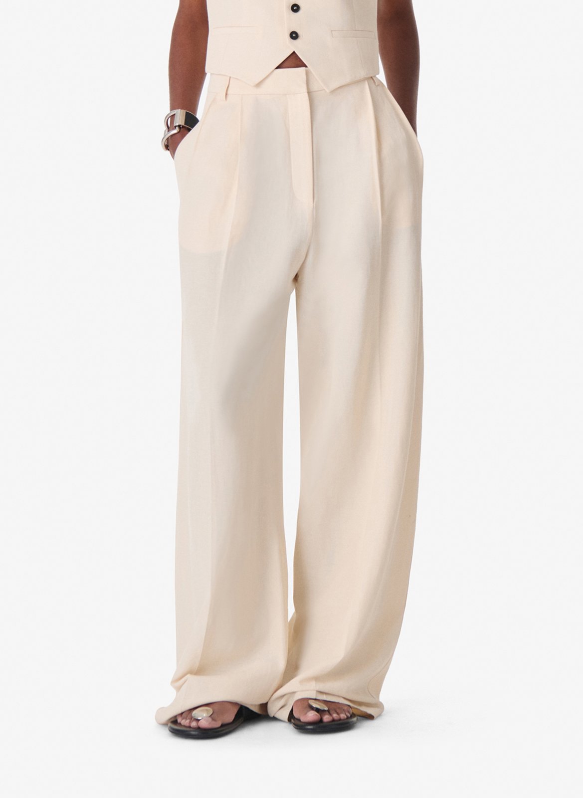 Pantalon à pinces large taille haute IRO Beige