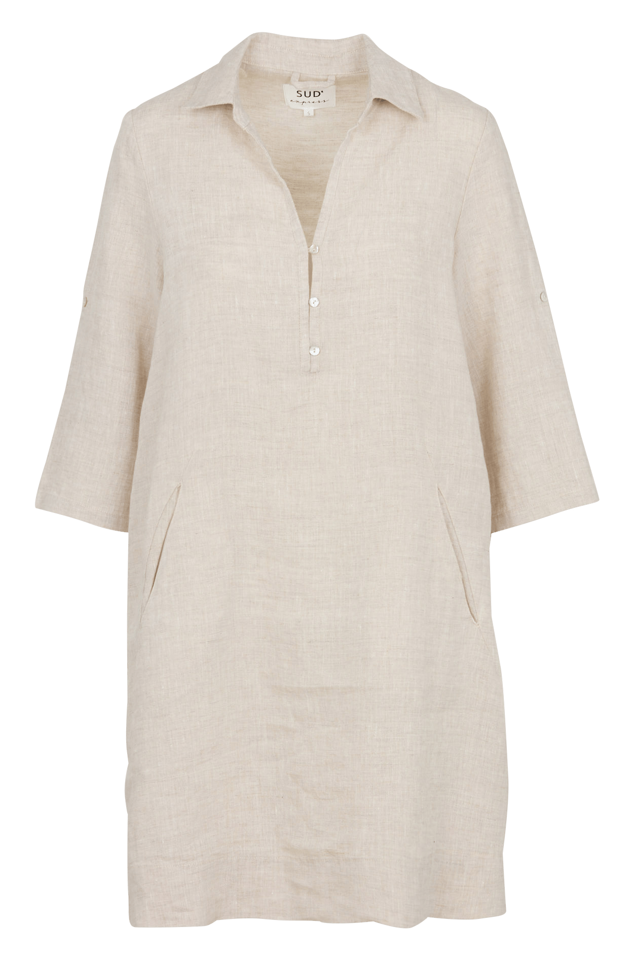 Robe midi col V en lin SUD EXPRESS