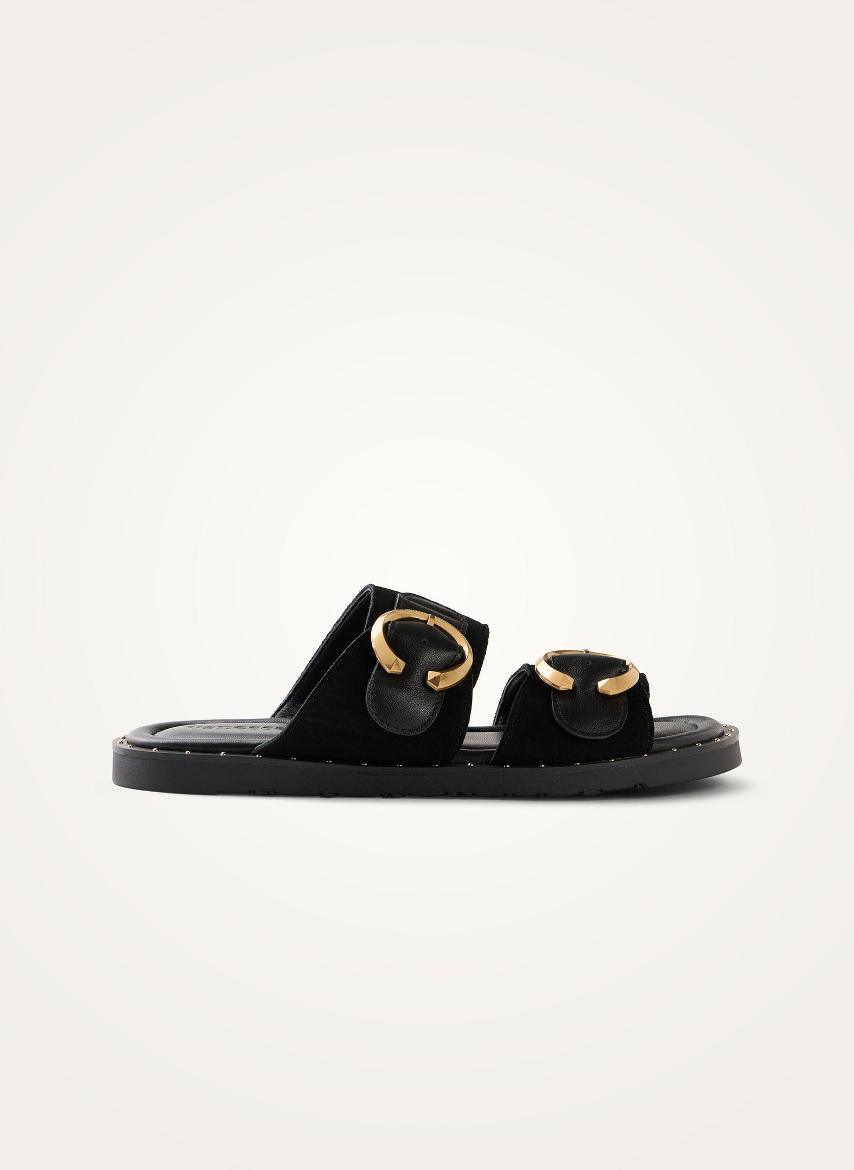 Leather and suede strap mules VANESSA WU Black