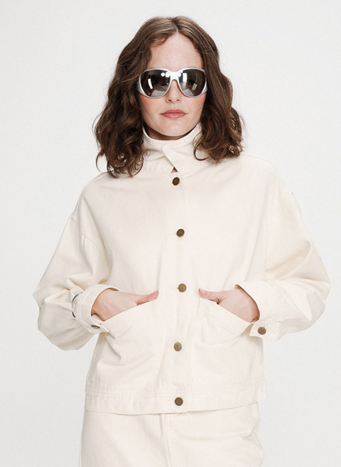 Boxy denim jacket GRACE ET MILA White