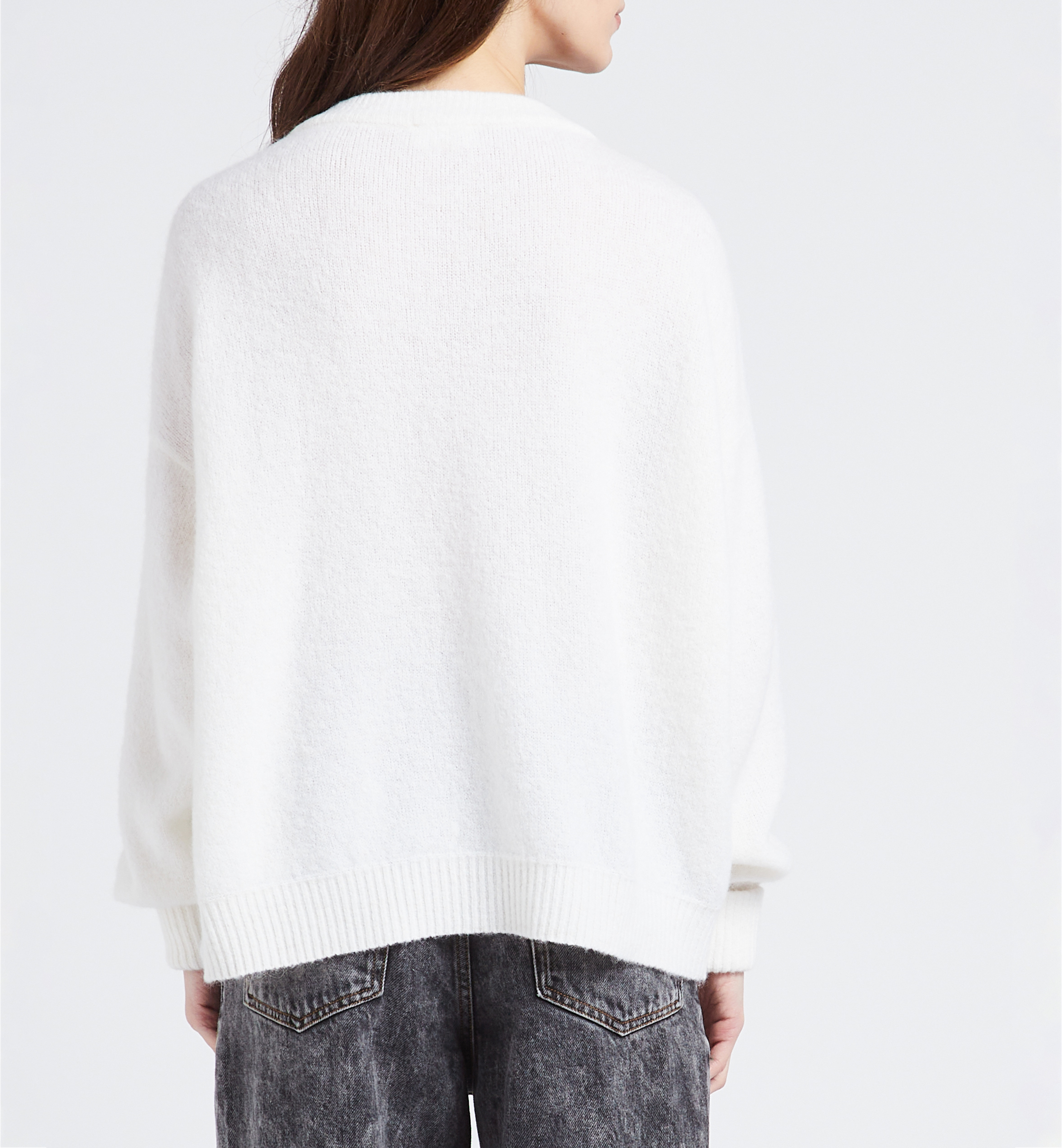 Loose-fit round-neck wool-blend jumper AMERICAN VINTAGE White