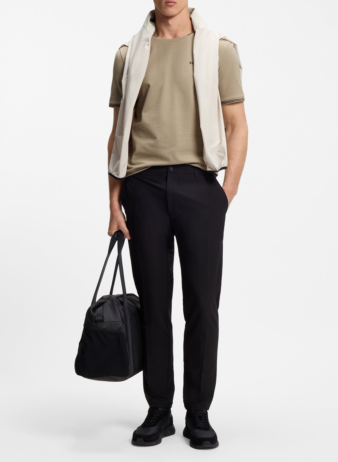 Basic cotton-mix T-shirt BOSS Khaki