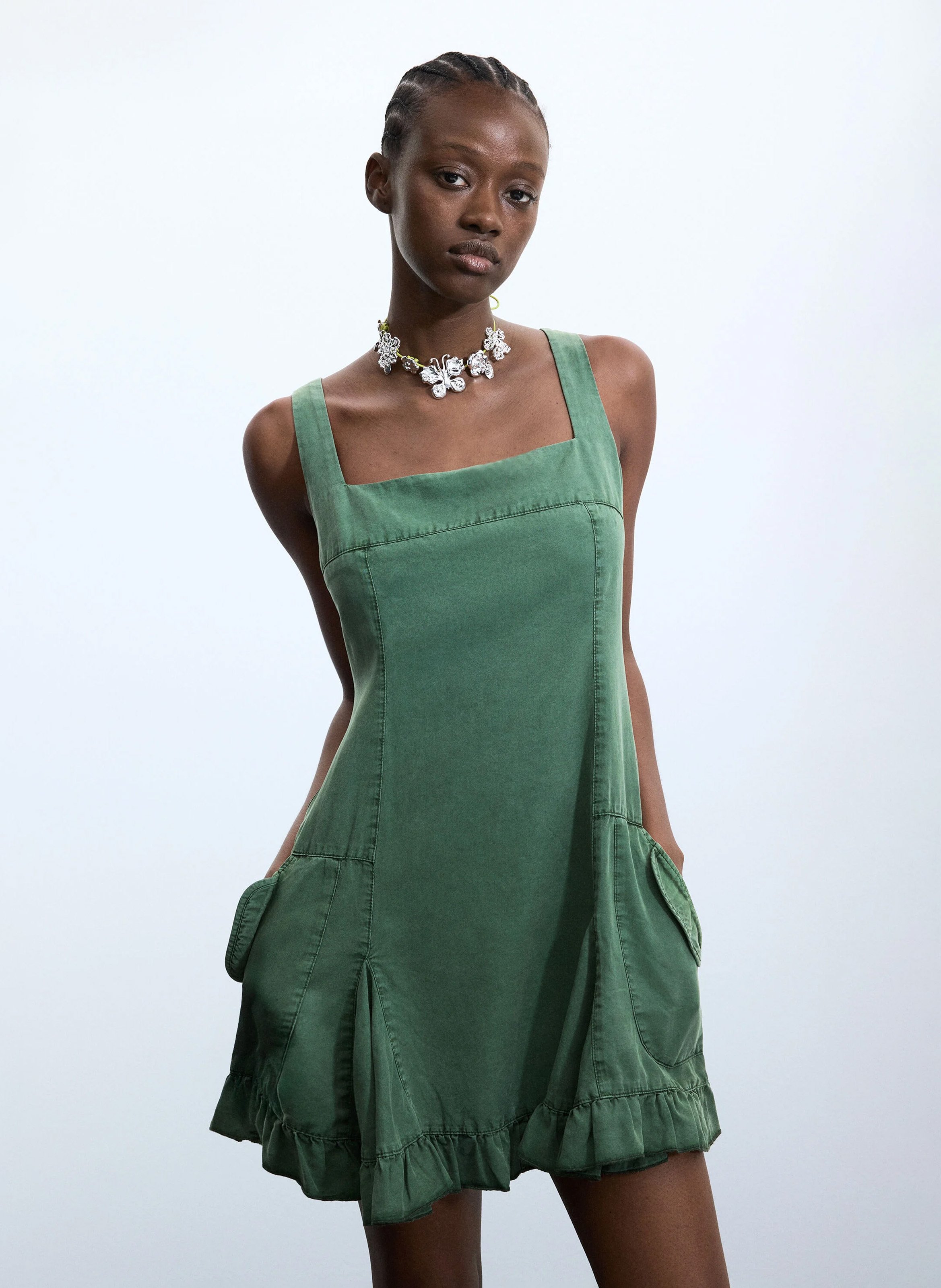 Robe courte col droit DESIGUAL Vert
