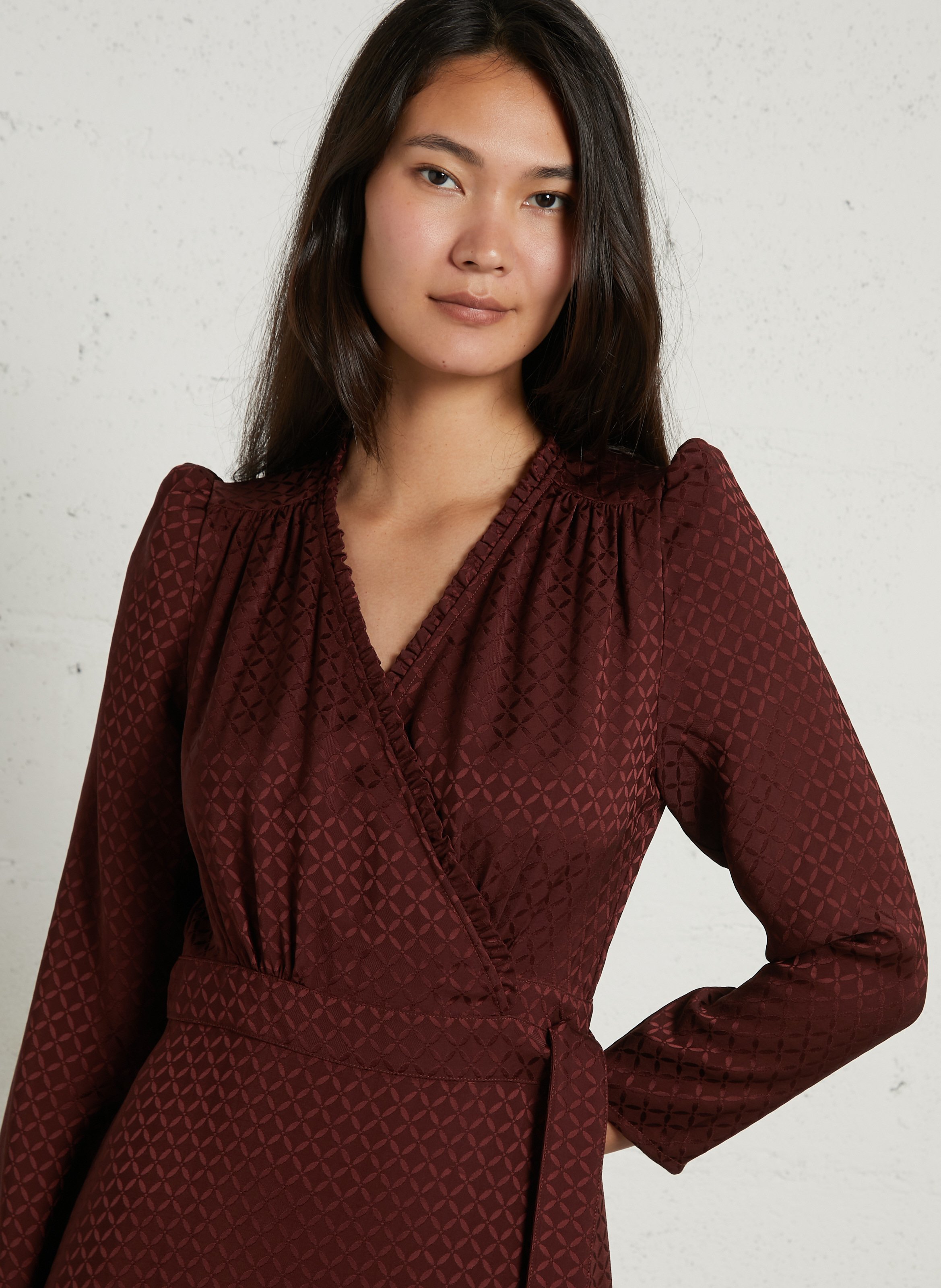 Jacquard midi wrap dress SUNCOO Plums