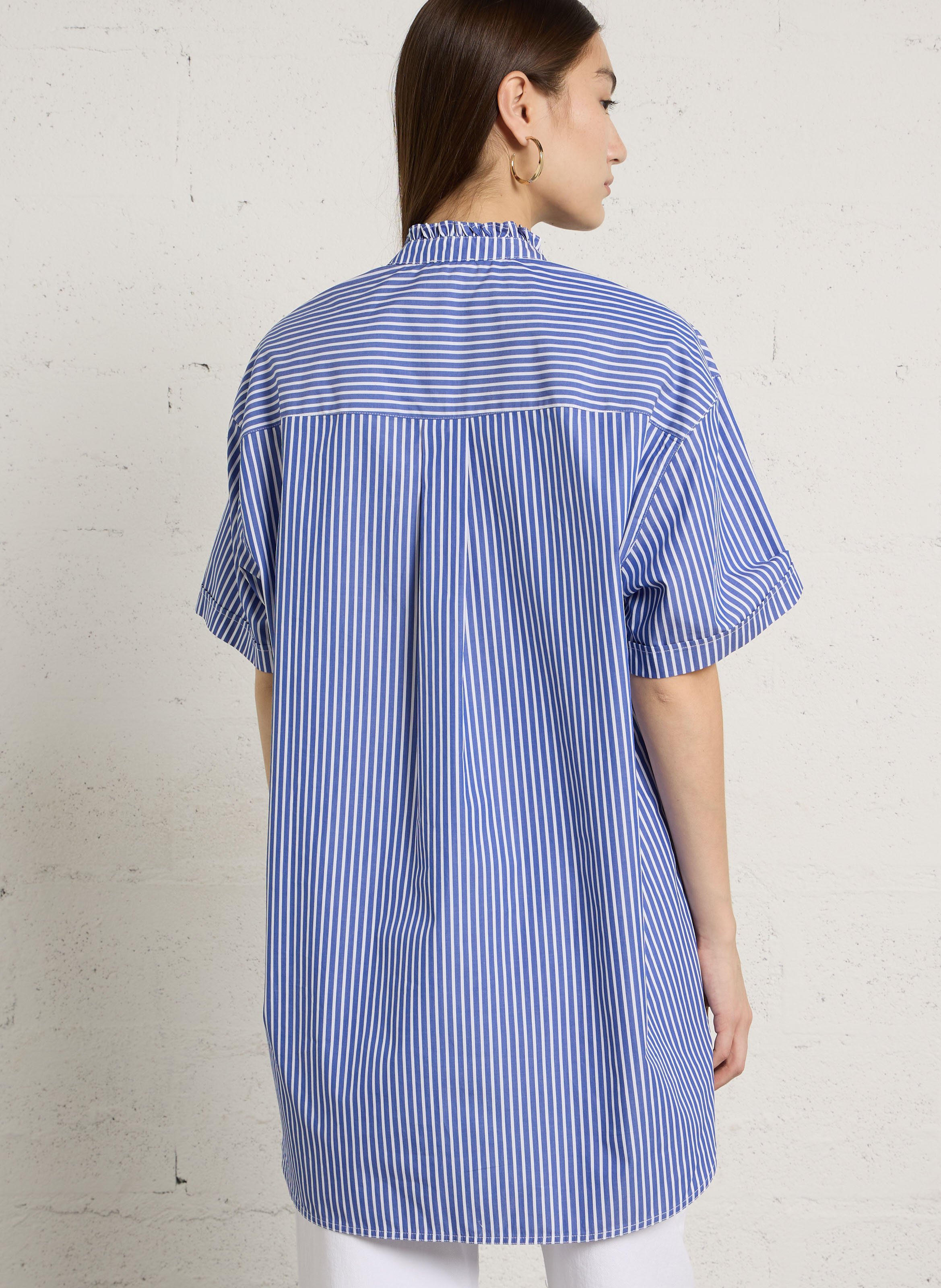Blouse met strepen en Victoriaanse kraag BENSIMON Blauw