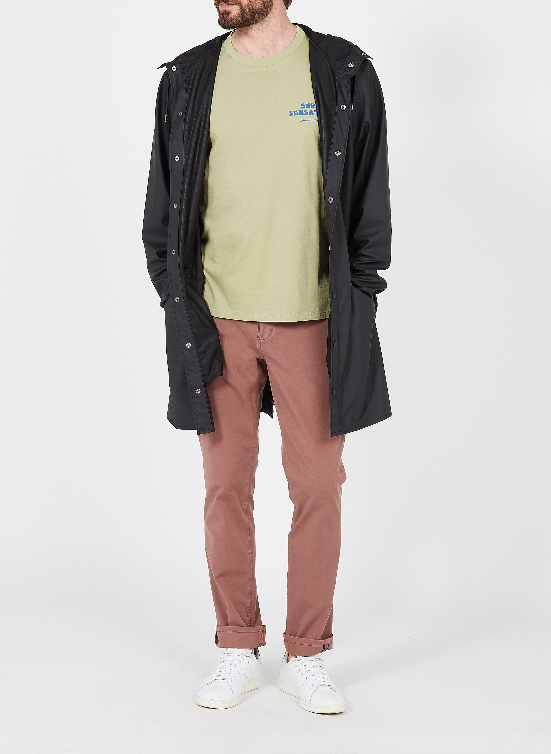 Lange, wasserabweisende Windjacke mit Kapuze RAINS Schwarz
