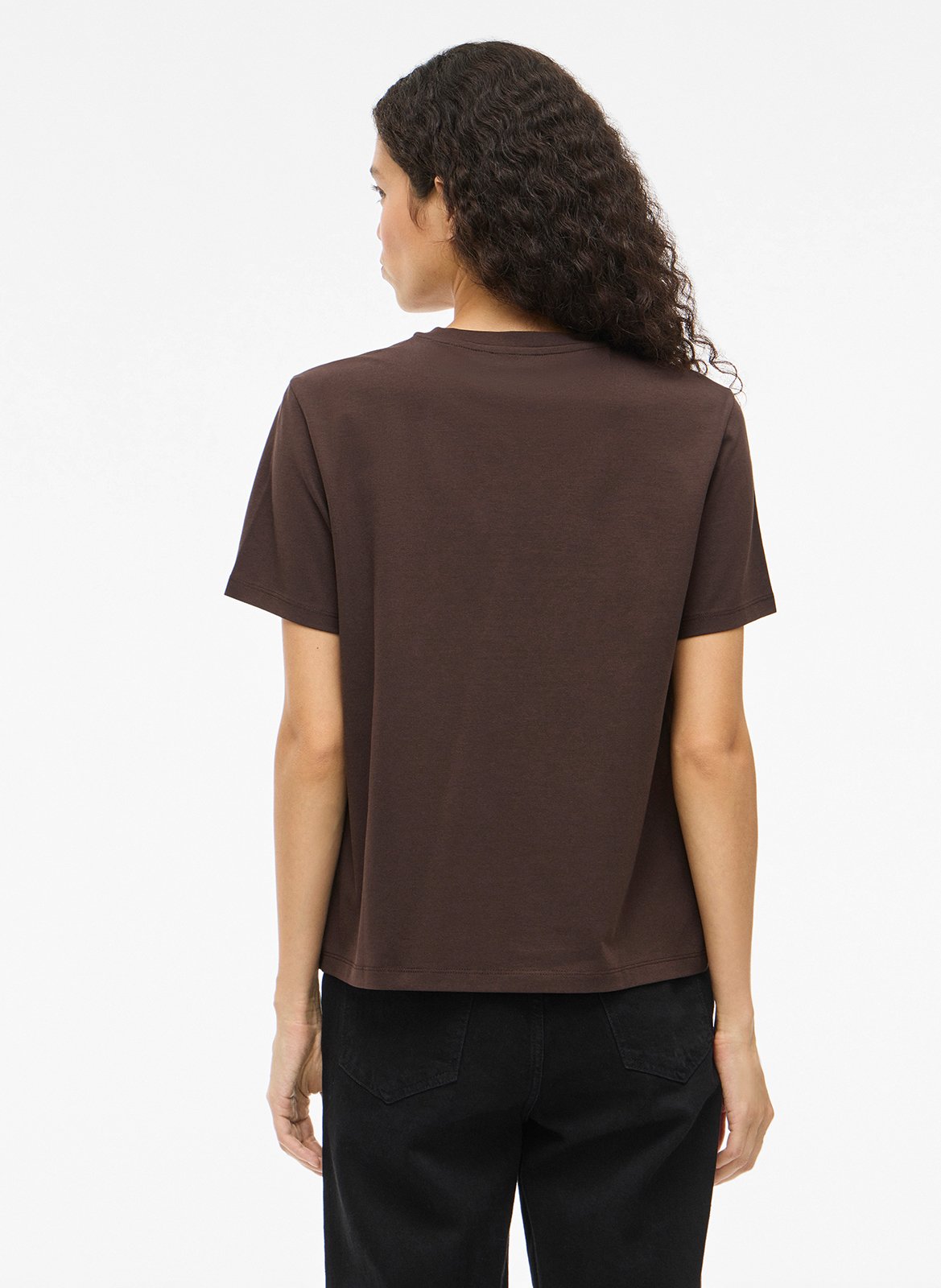 Tee-shirt col rond en coton bio mélangé VILA Marron