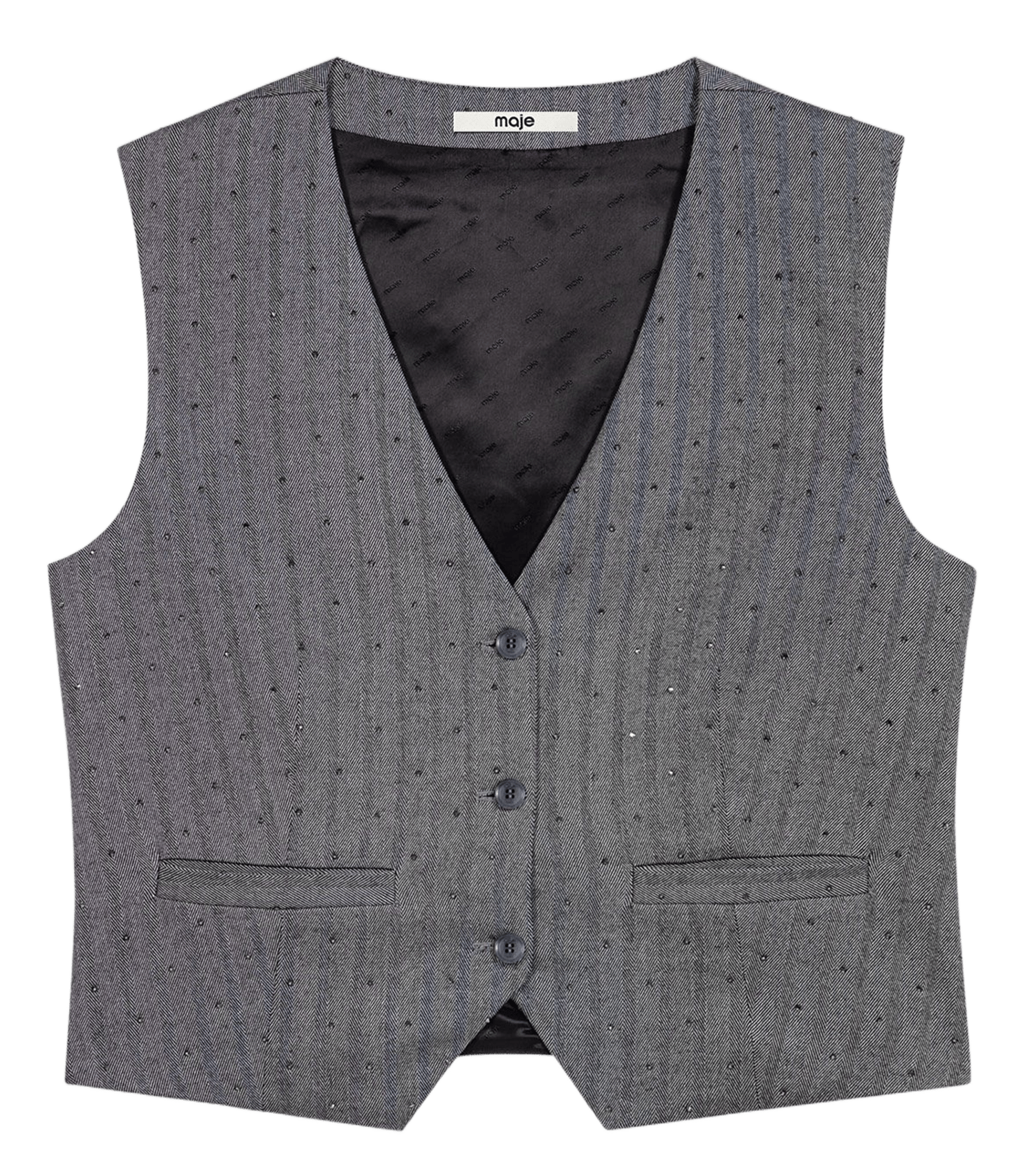 Gilet tailleur col V rayé MAJE Gris