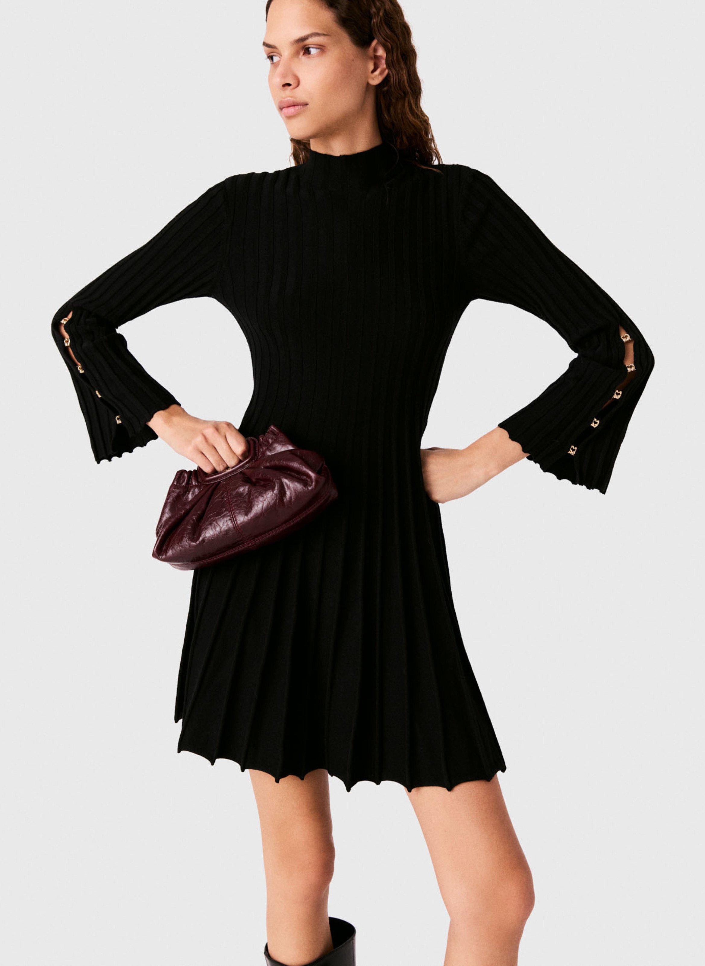 Robe courte cintrée col montant MAJE Noir