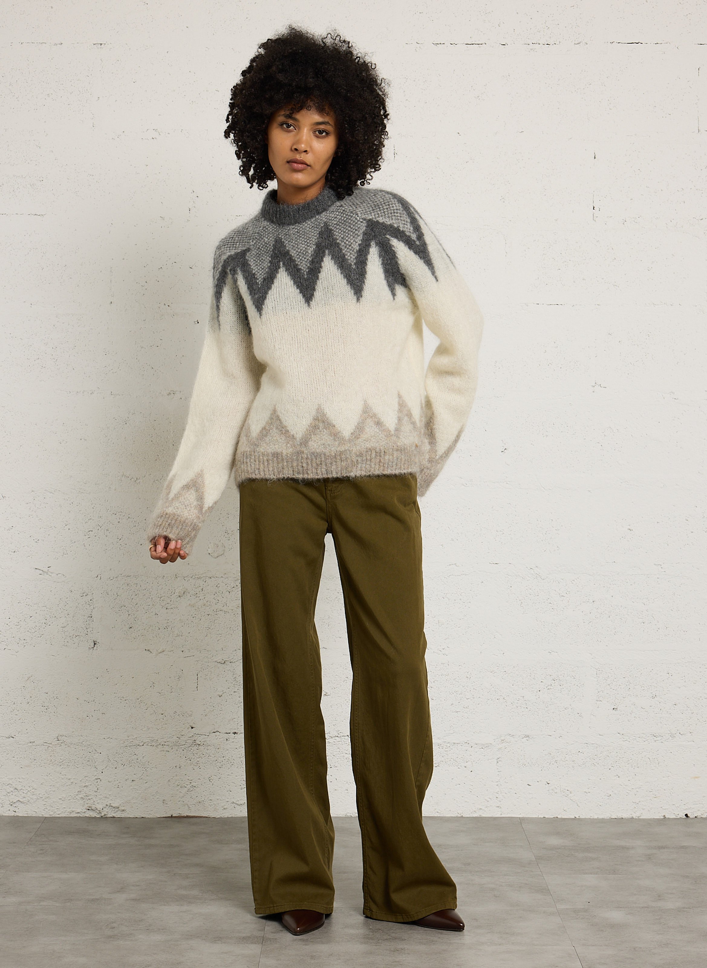 Trui van jacquard en mohairmix met ronde hals DES PETITS HAUTS Veelkleurig