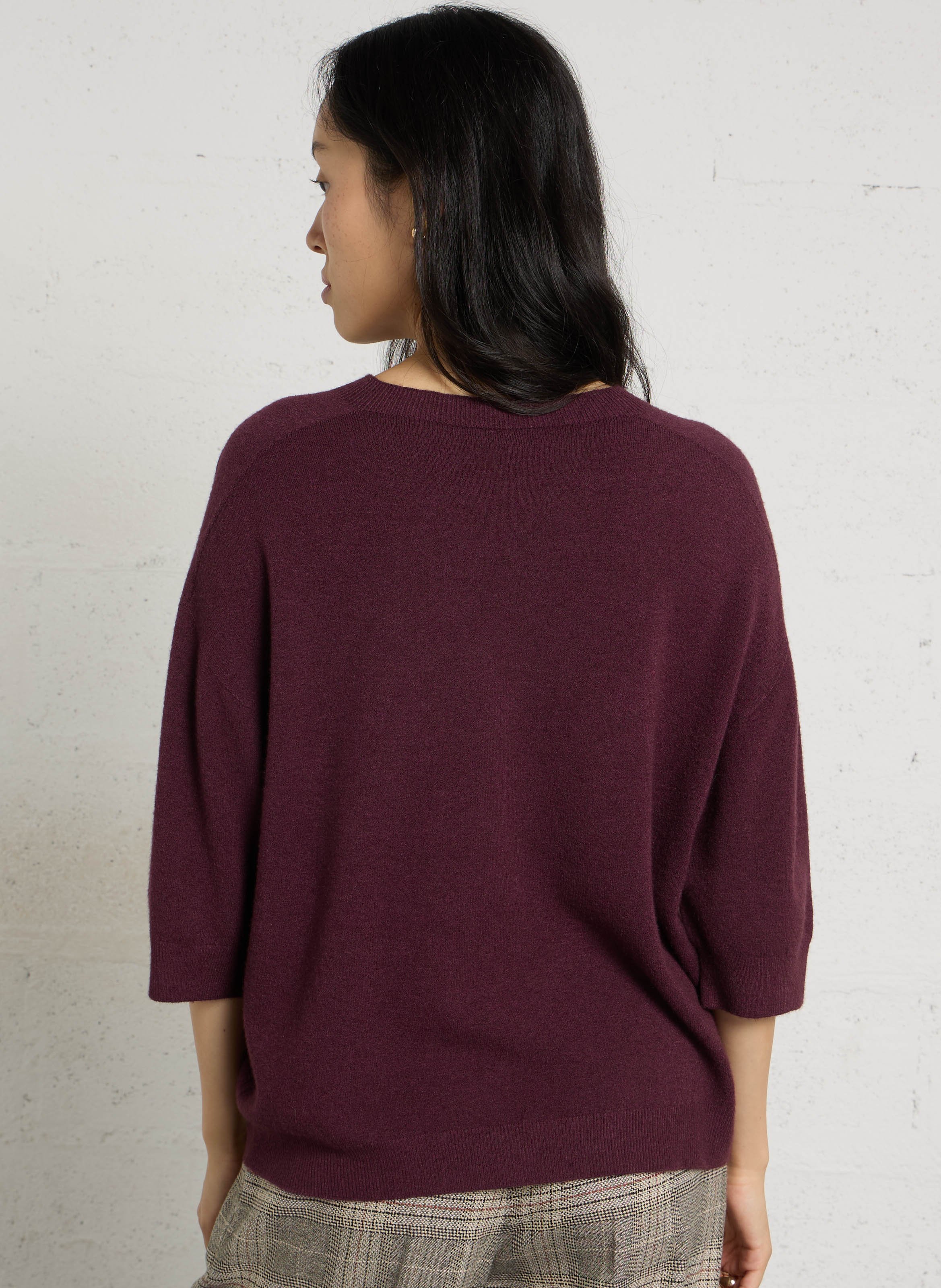Pull col rond manches 3/4 IMPERIAL Violet